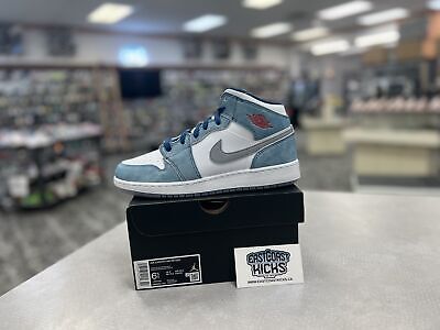 Jordan 1 Mid French Blue Fire Red Size 6.5Y
