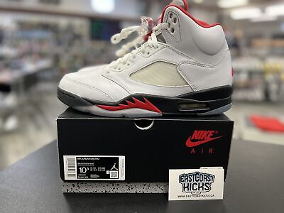 Preowned Jordan 5 Retro Fire Red Silver Tongue Size 10.5