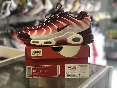 Preowned Nike Air Max Plus White Red Size 10
