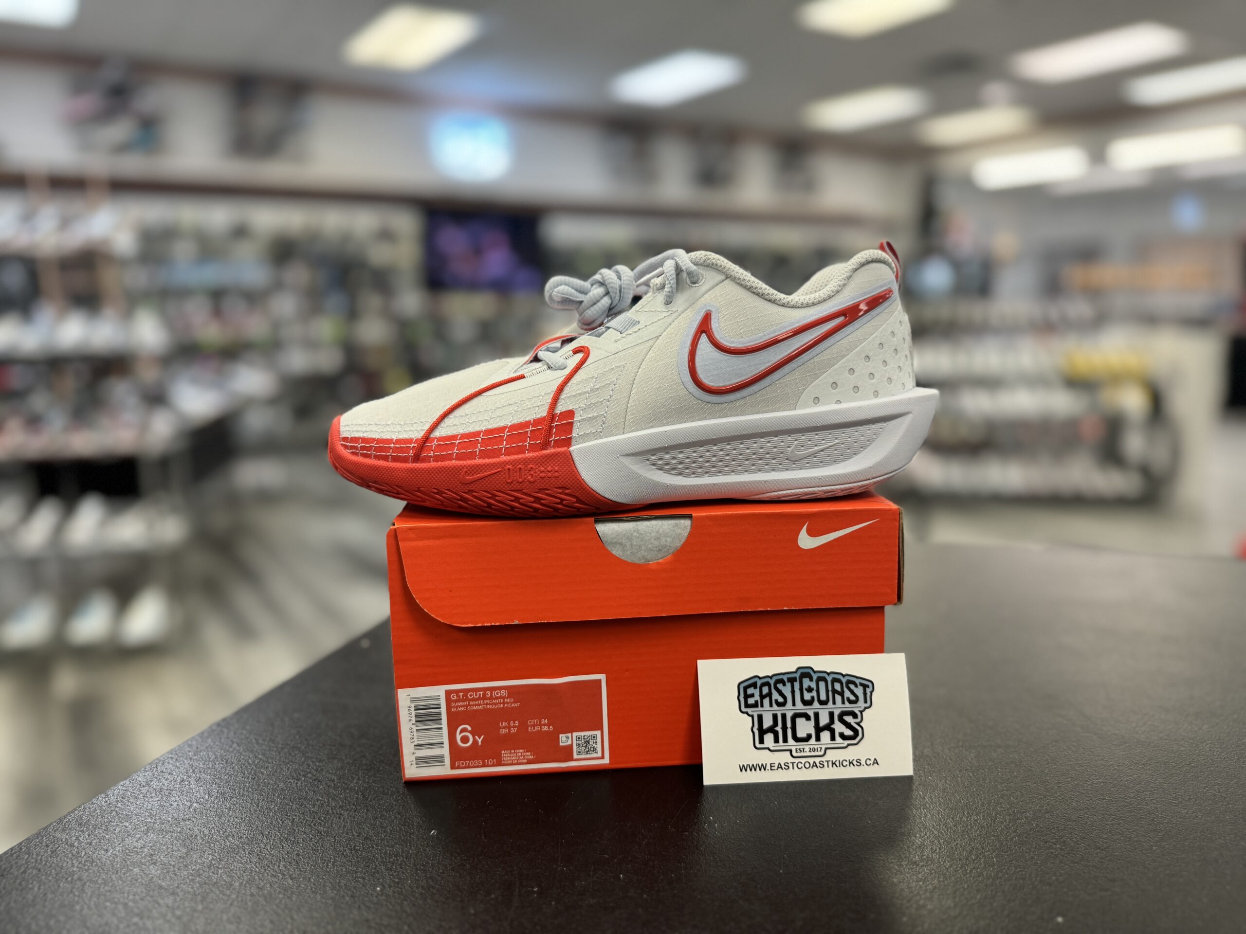Nike Zoom GT Cut 3 White Picante Red Size 6.5Y