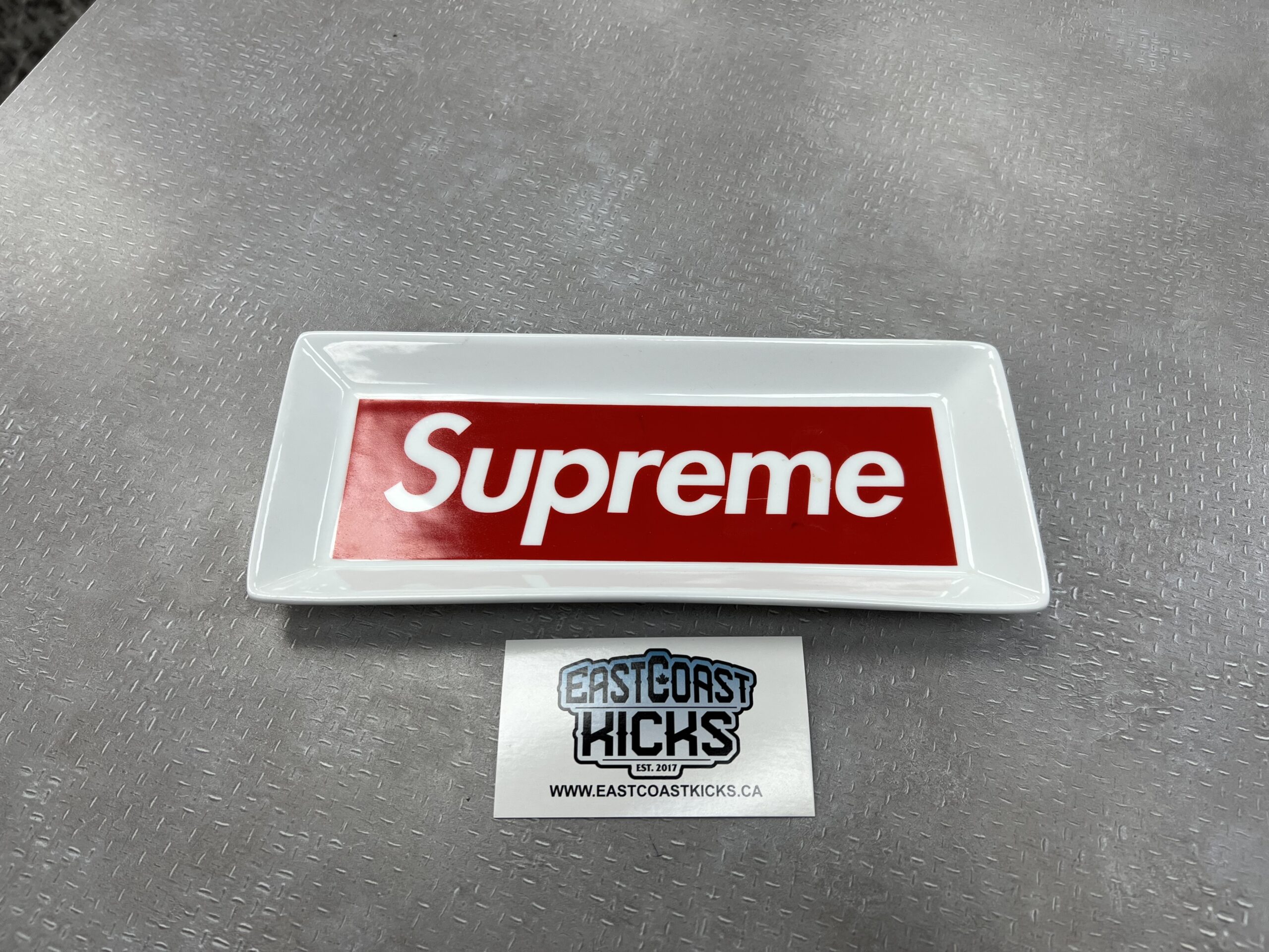 Preowned Supreme Logo Tray White Red