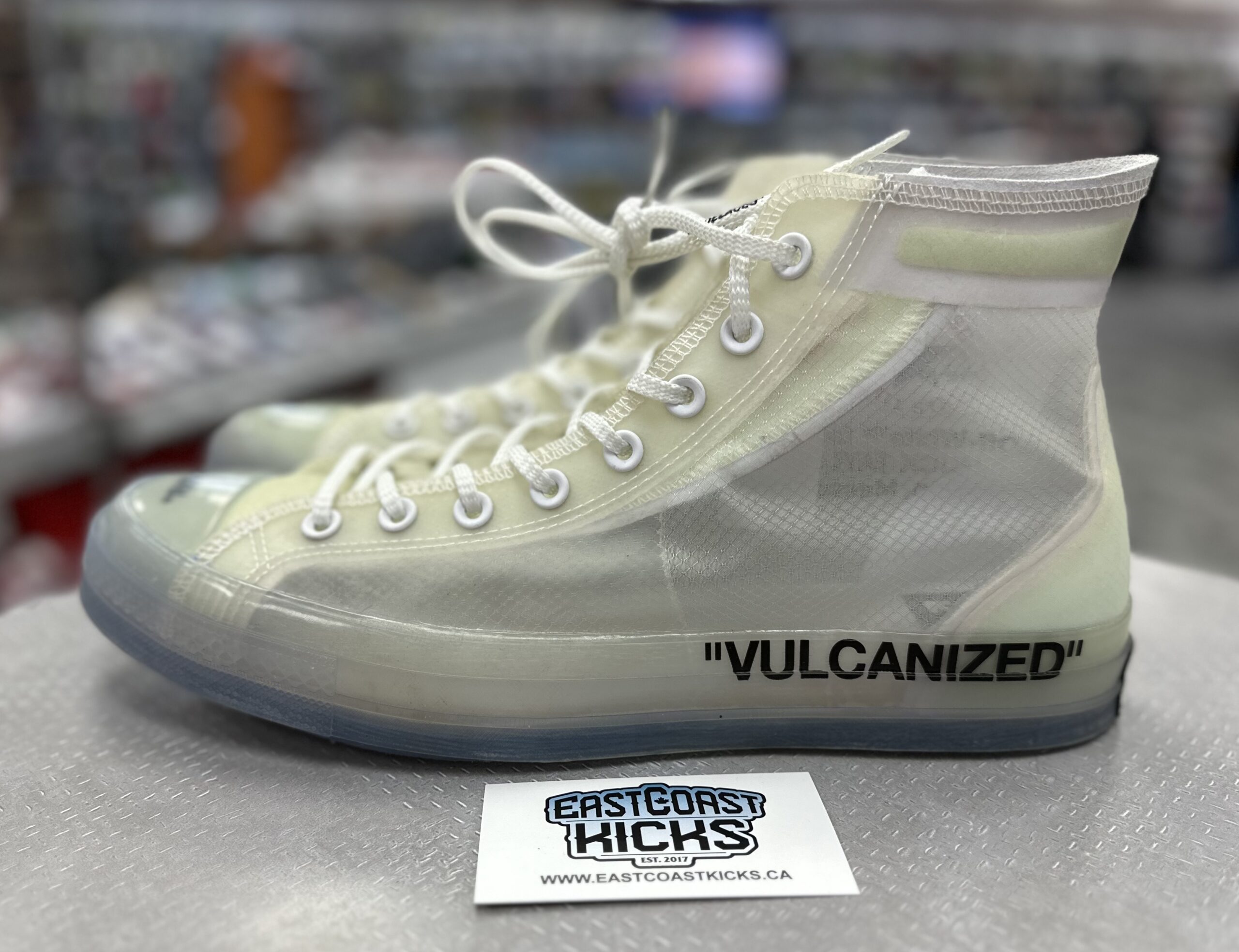 Preowned Converse Chuck Taylor All Star Vulcanized Hi Off-White Size 12