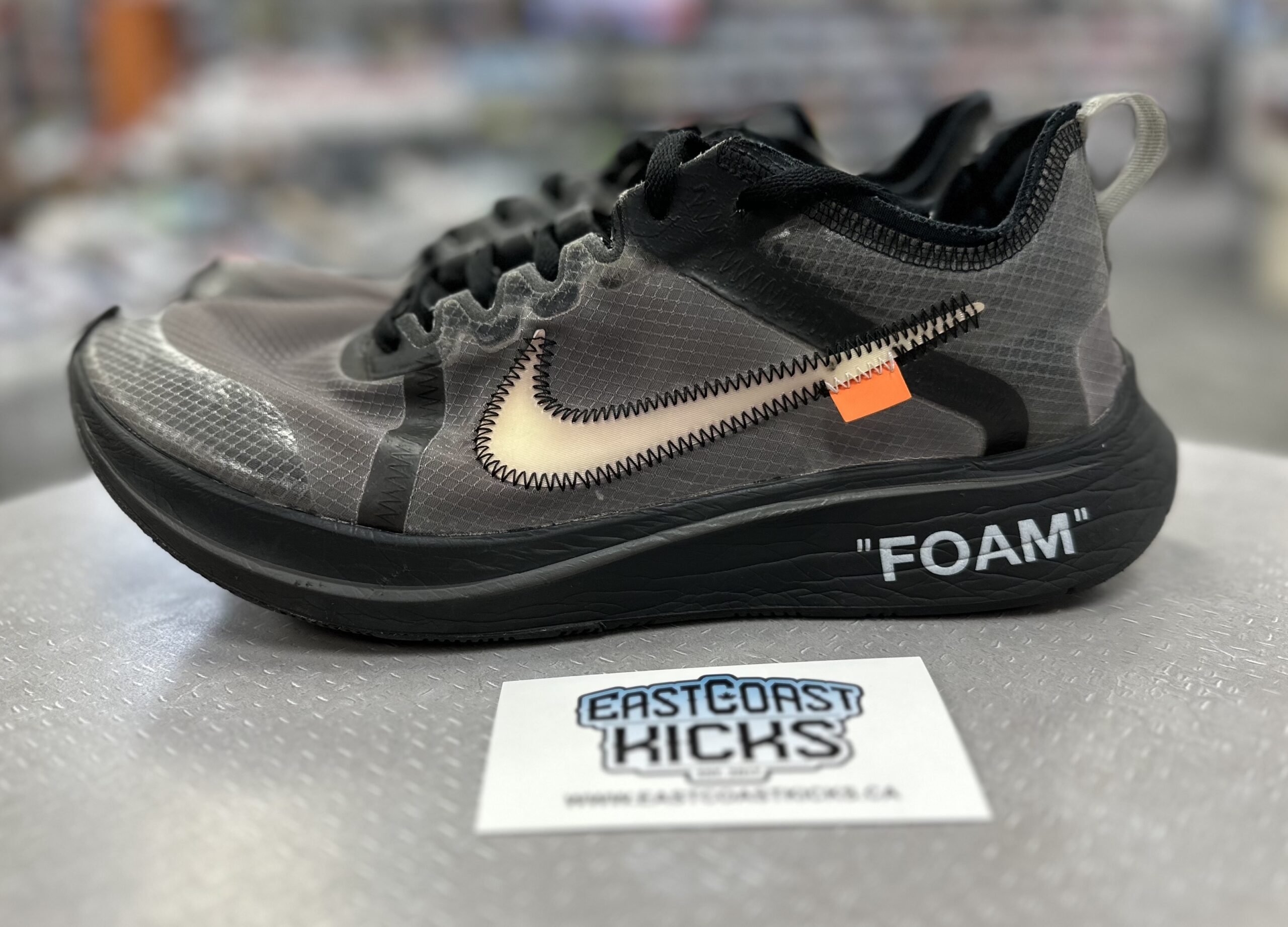 Preowned Nike Zoom Fly Off-White Black Silver Size 8.5