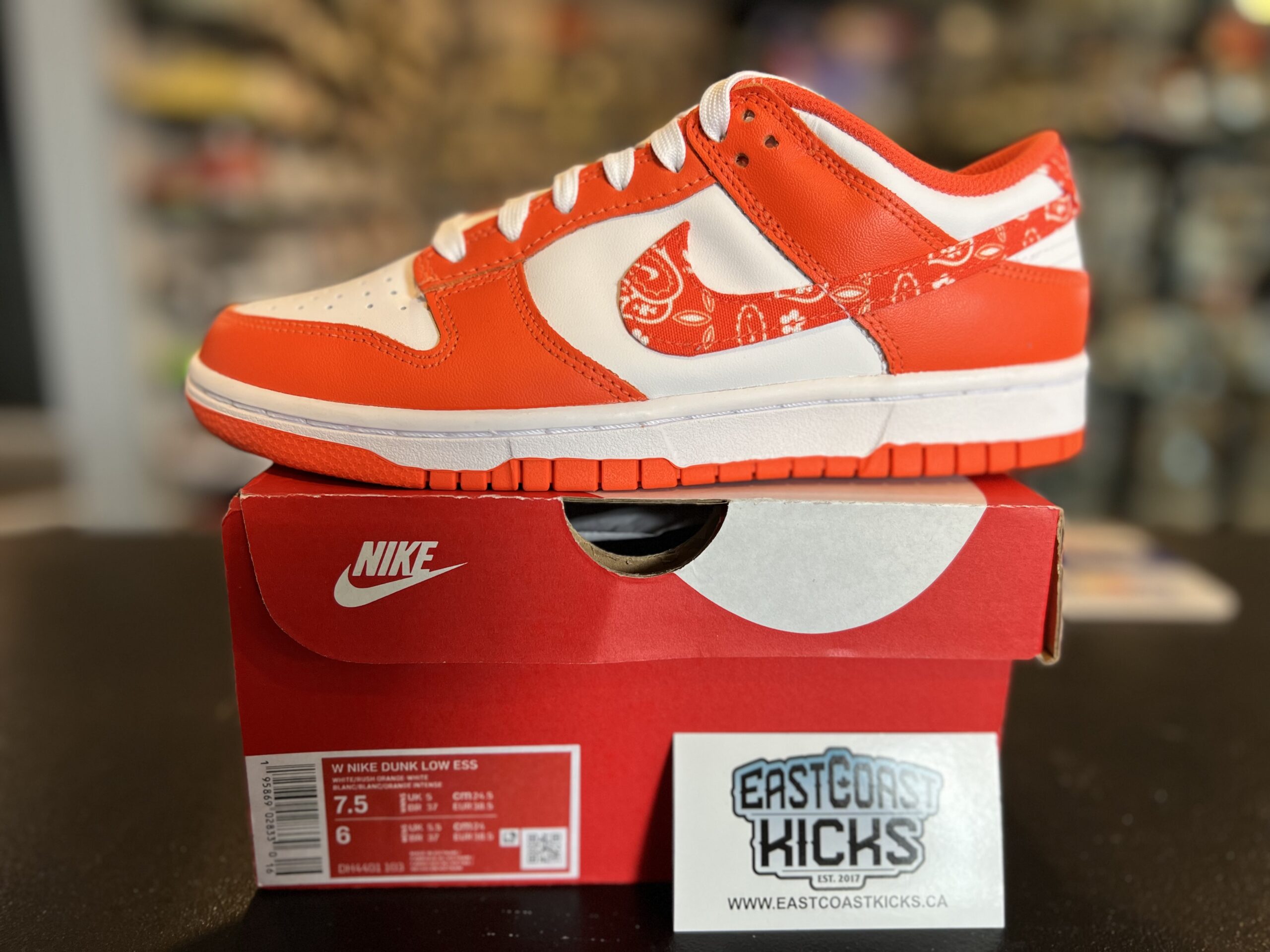 Nike Dunk Low Essential Paisley Pack Orange Size 7.5W/6Y
