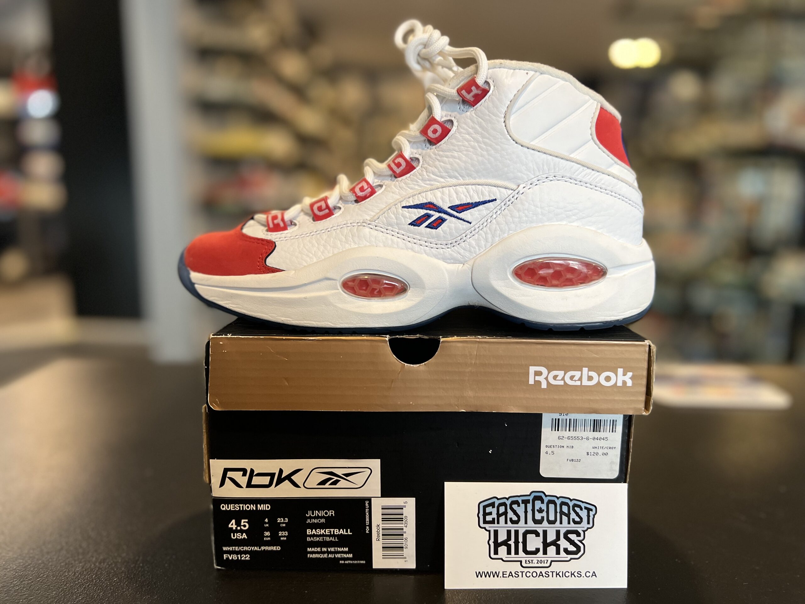 Preowned Reebok Question Mid Double Cross Size 4.5Y