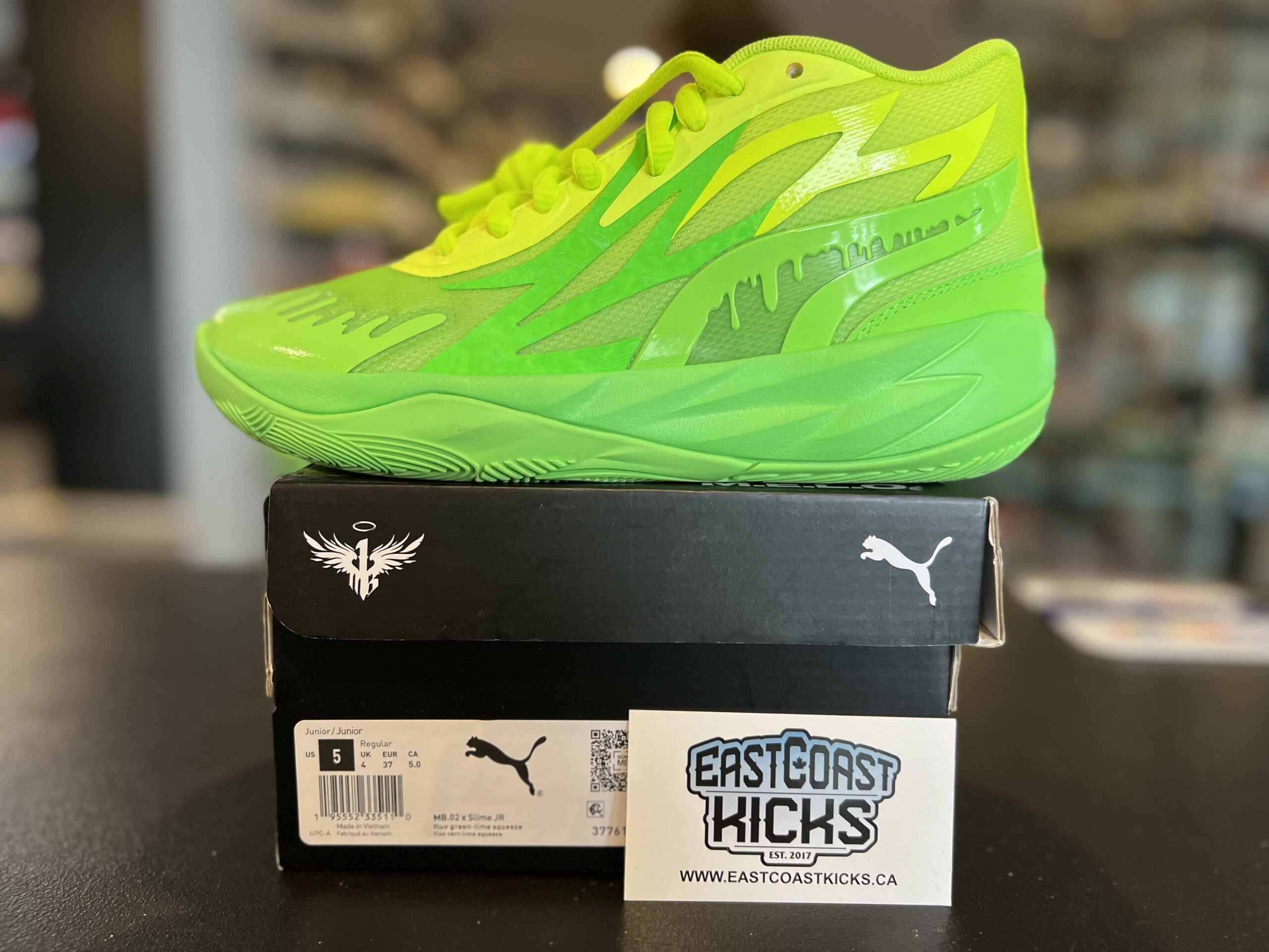 Preowned Puma LaMelo Ball MB.02 Nickelodeon Slime Size 5Y
