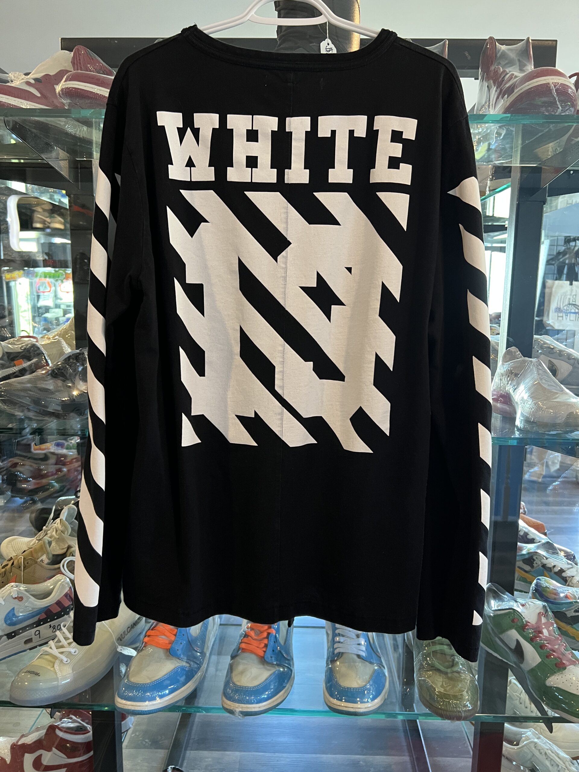 Preowned Off-White Virgil Abloh Long Sleeve Tee Black Size L
