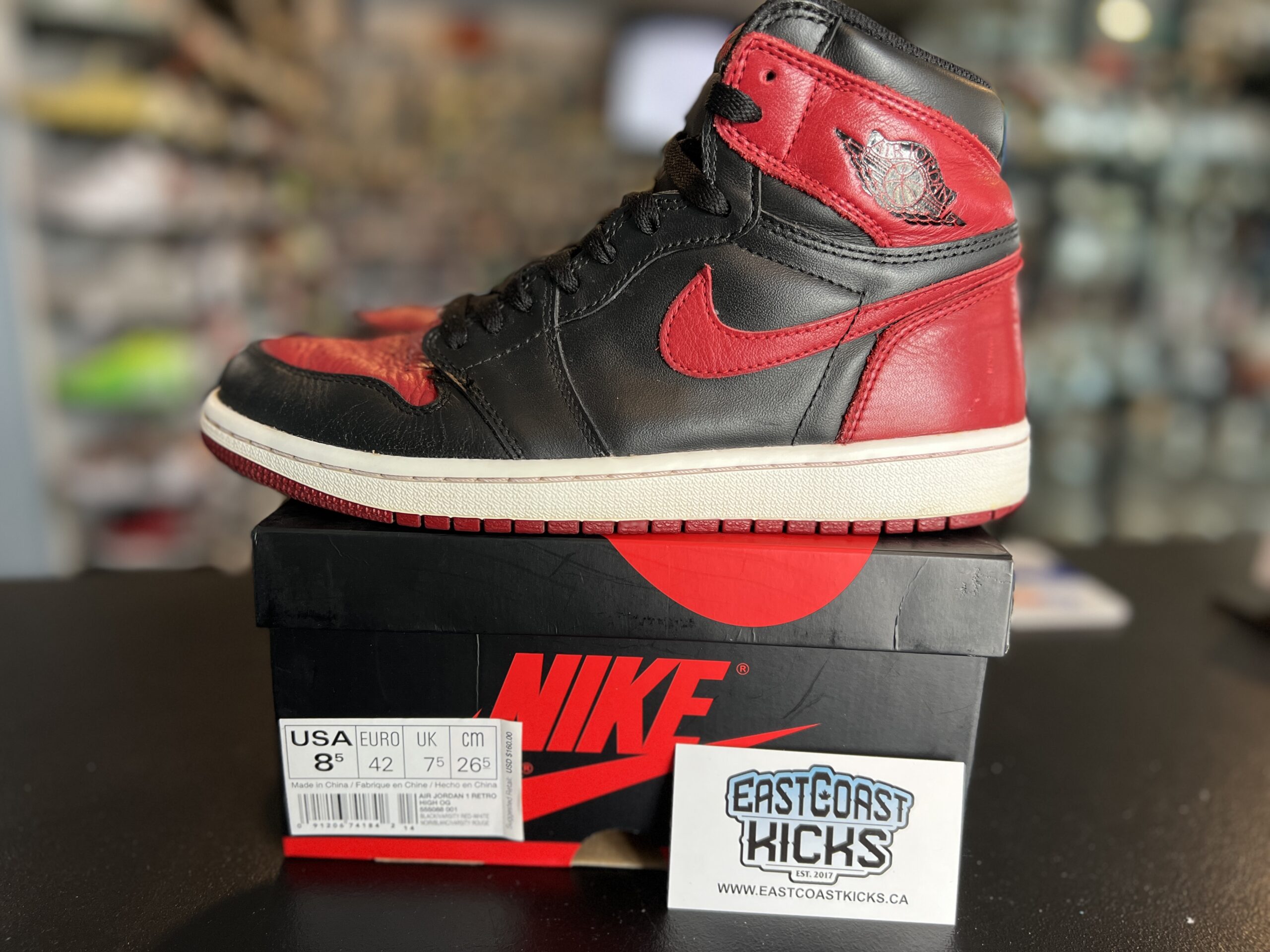 Preowned Jordan 1 Retro High Bred Banned 2016 Size 8.5