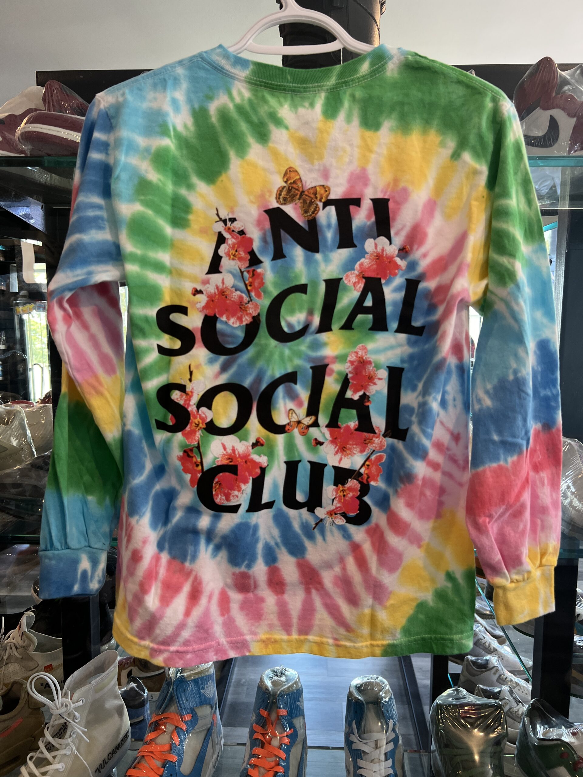 Anti Social Social Club Kkoch Wifi Long Sleeve Tee Tie Dye Rainbow Size S