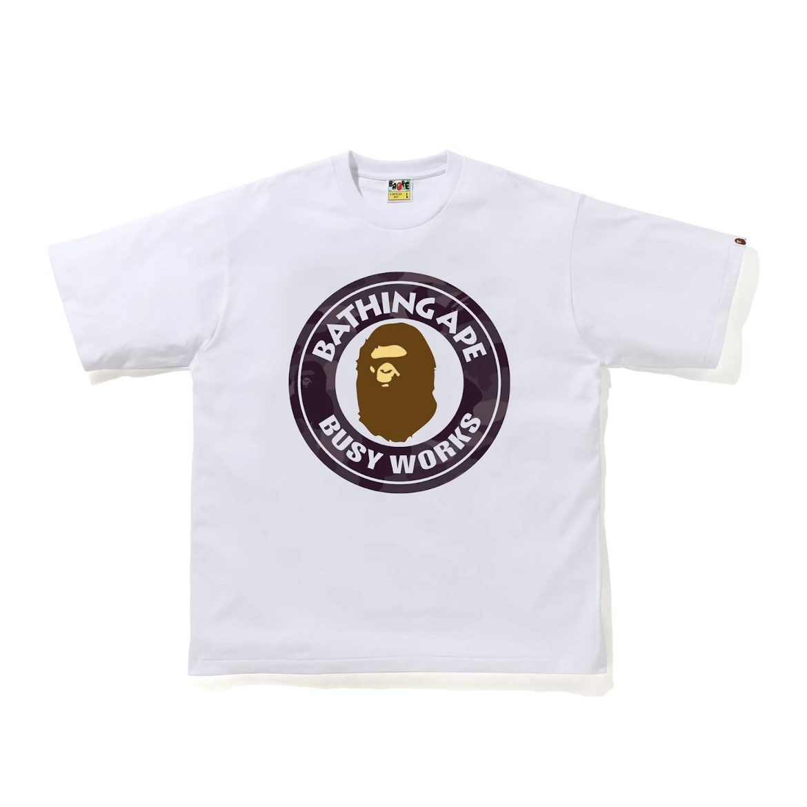 BAPE Color Camo Busy Works Relaxed Fit Tee White Burgundy Size XXL
