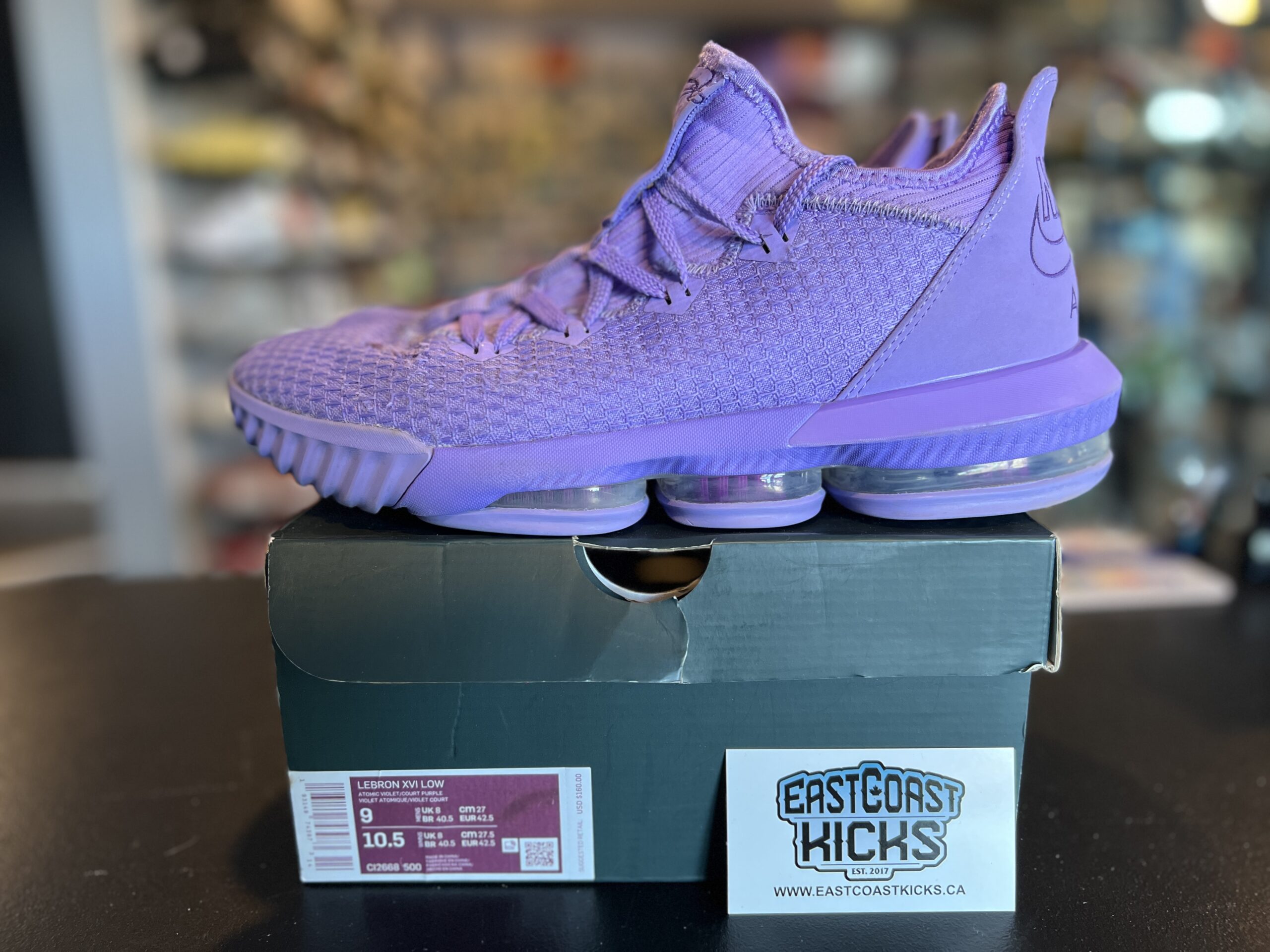 Preowned Nike LeBron 16 Low Atomic Violet Size 9