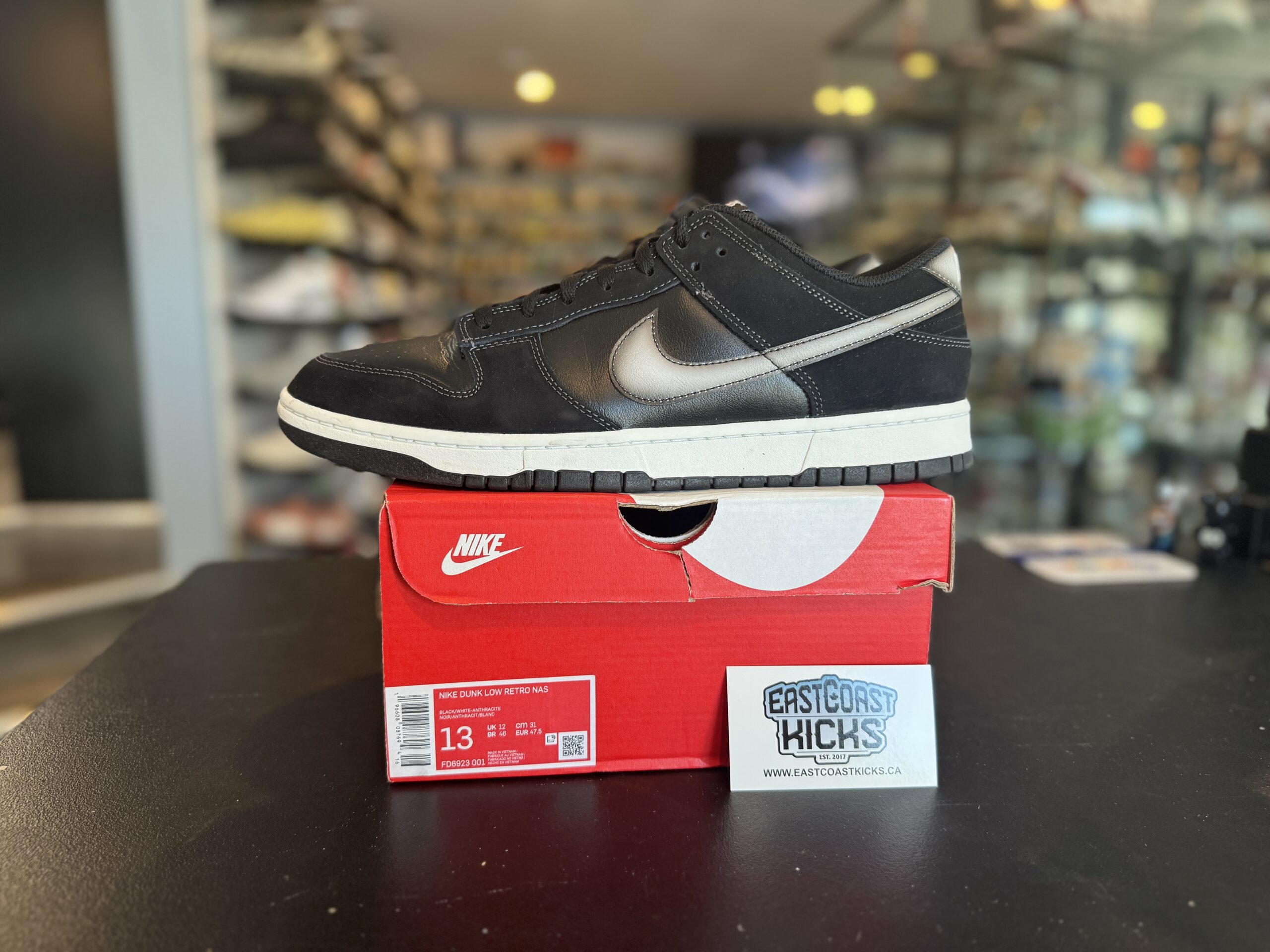 Preowned Nike Dunk Low Airbrush Swoosh Black Size 13