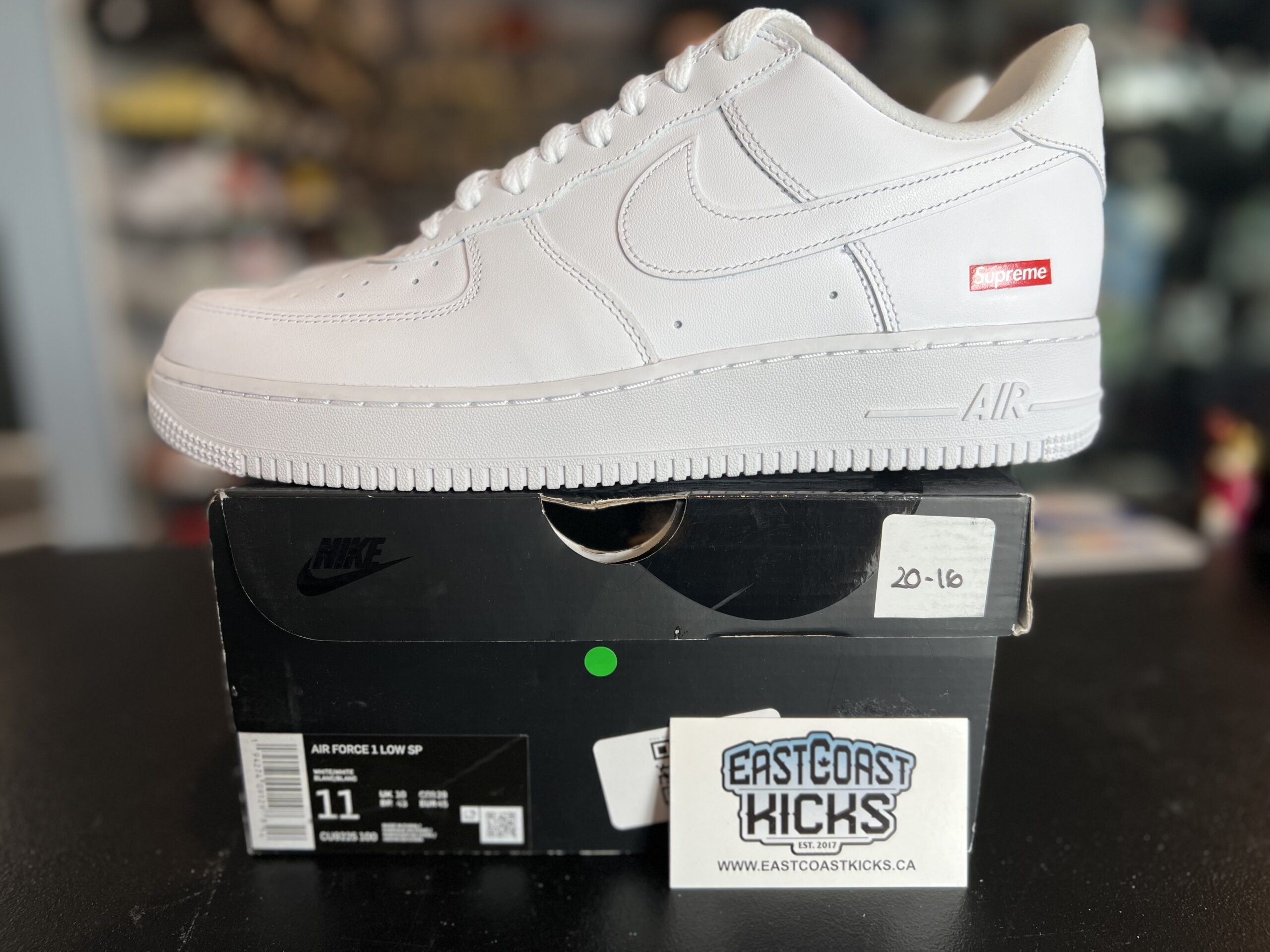 Preowned Nike Air Force 1 Low Supreme White Size 11