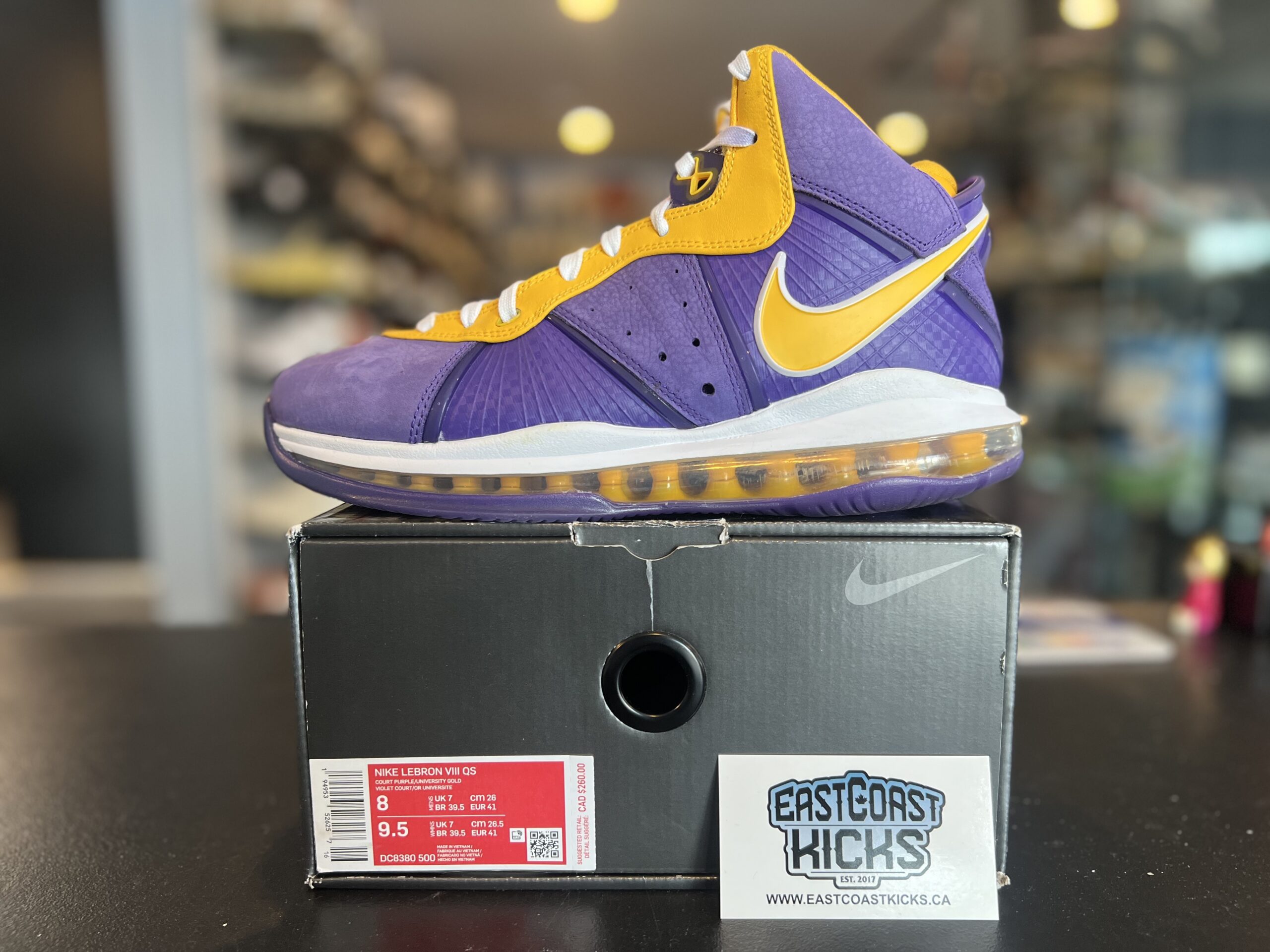 Preowned Nike LeBron 8 Lakers Size 8