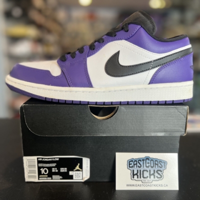 Preowned Jordan 1 Low Court Purple White Size 10