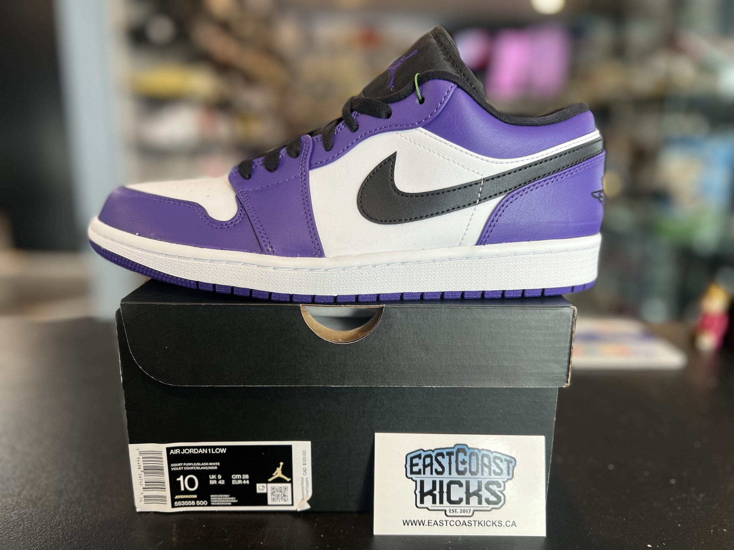 Jordan 1 Low Court Purple White Size 10