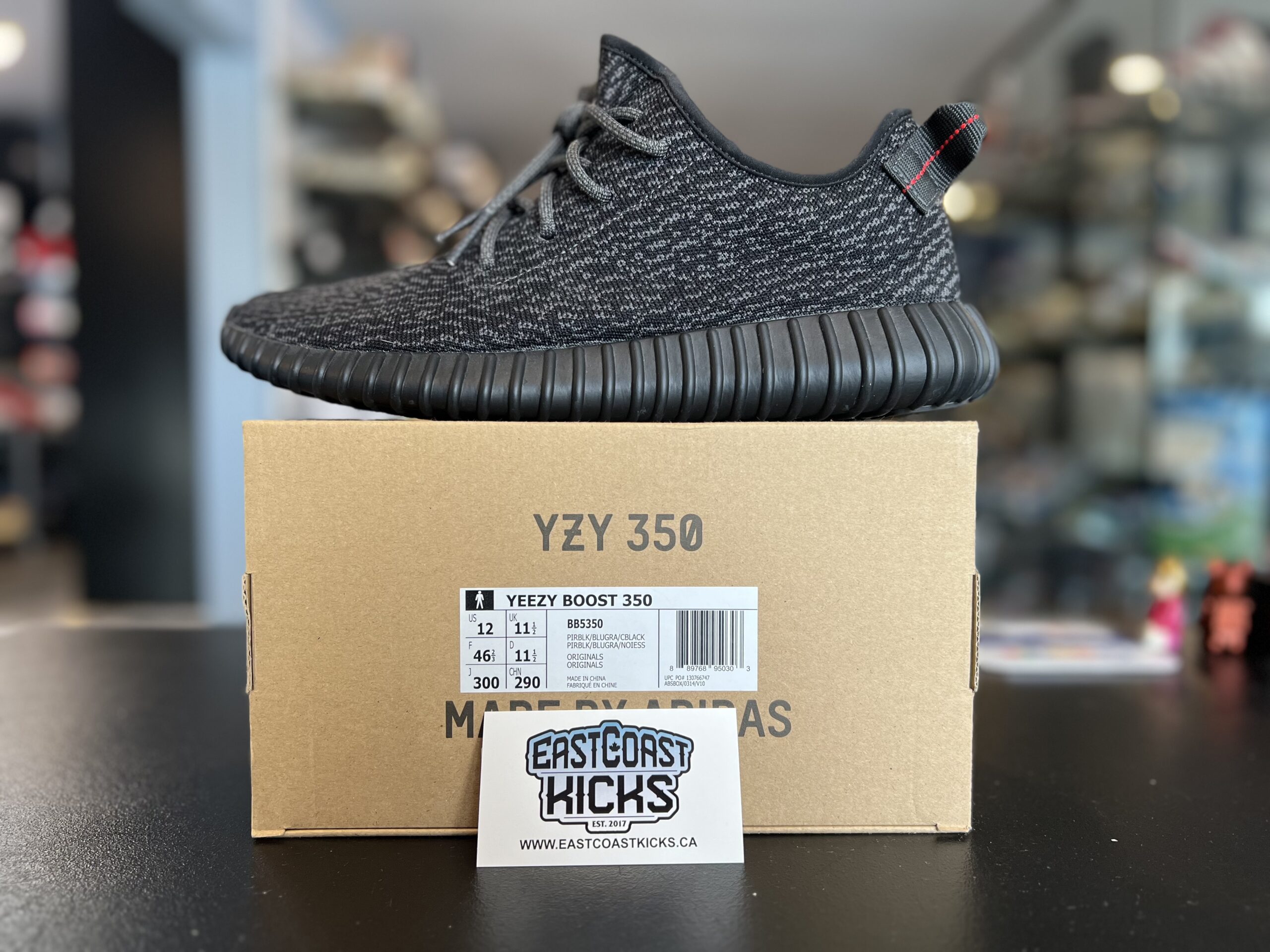 Preowned Adidas Yeezy Boost 350 Pirate Black Size 12