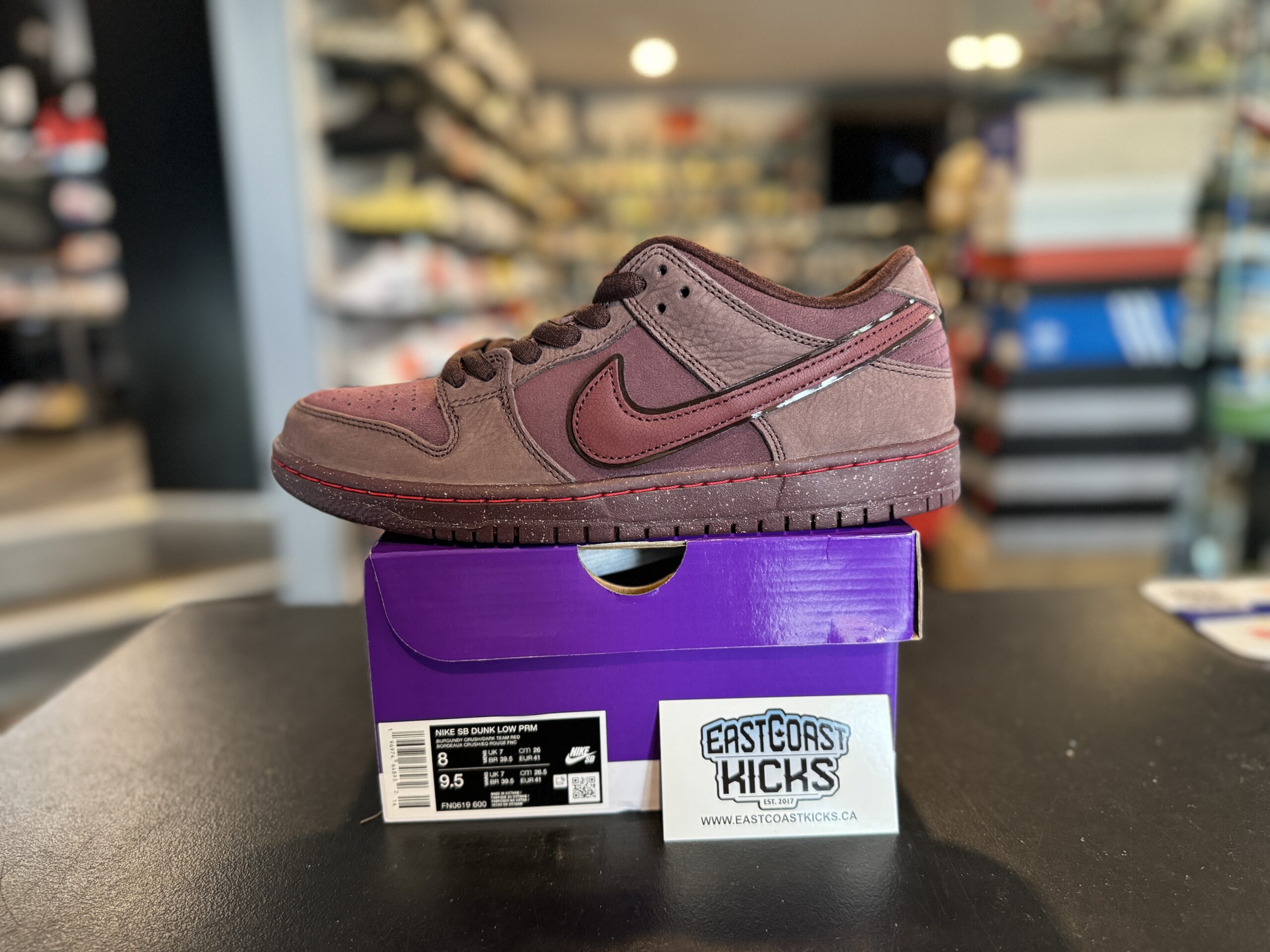 Nike SB Dunk Low City of Love Burgundy Crush Size 8