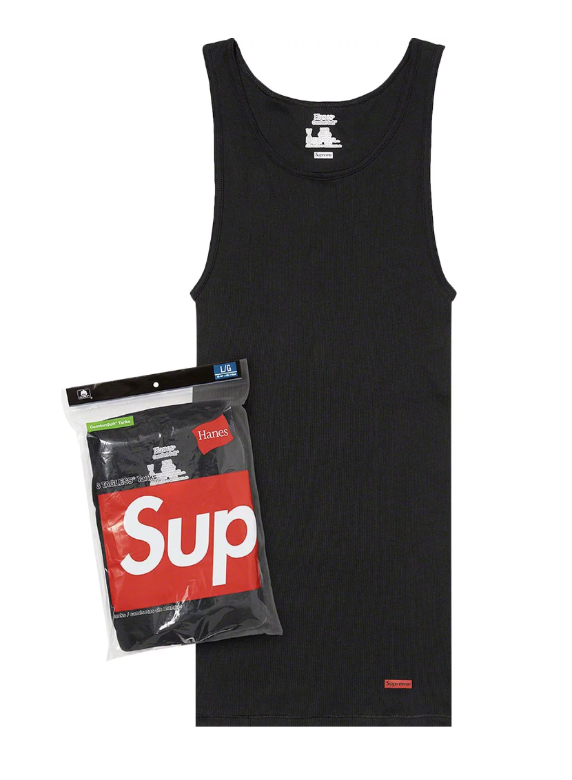 Supreme x Hanes Tagless Tank Tops (3 Pack) Black Size XL