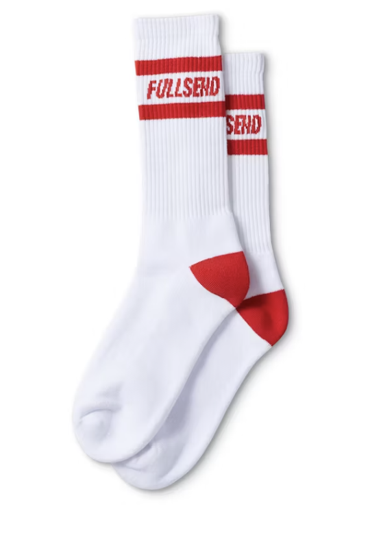 Full Send Tube Socks White/Red Size O/S