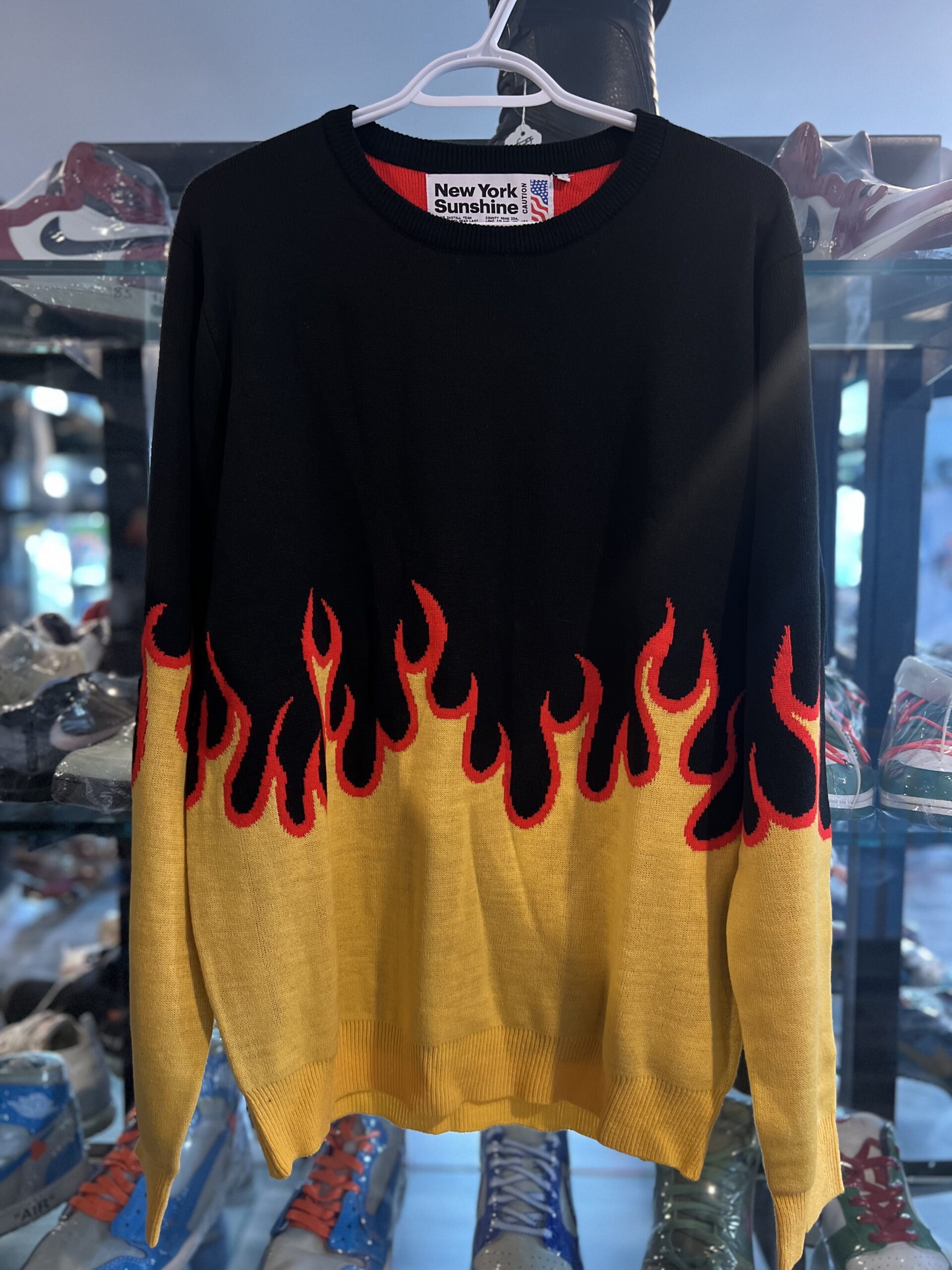 New York Sunshine Up In Flames Sweater Size L