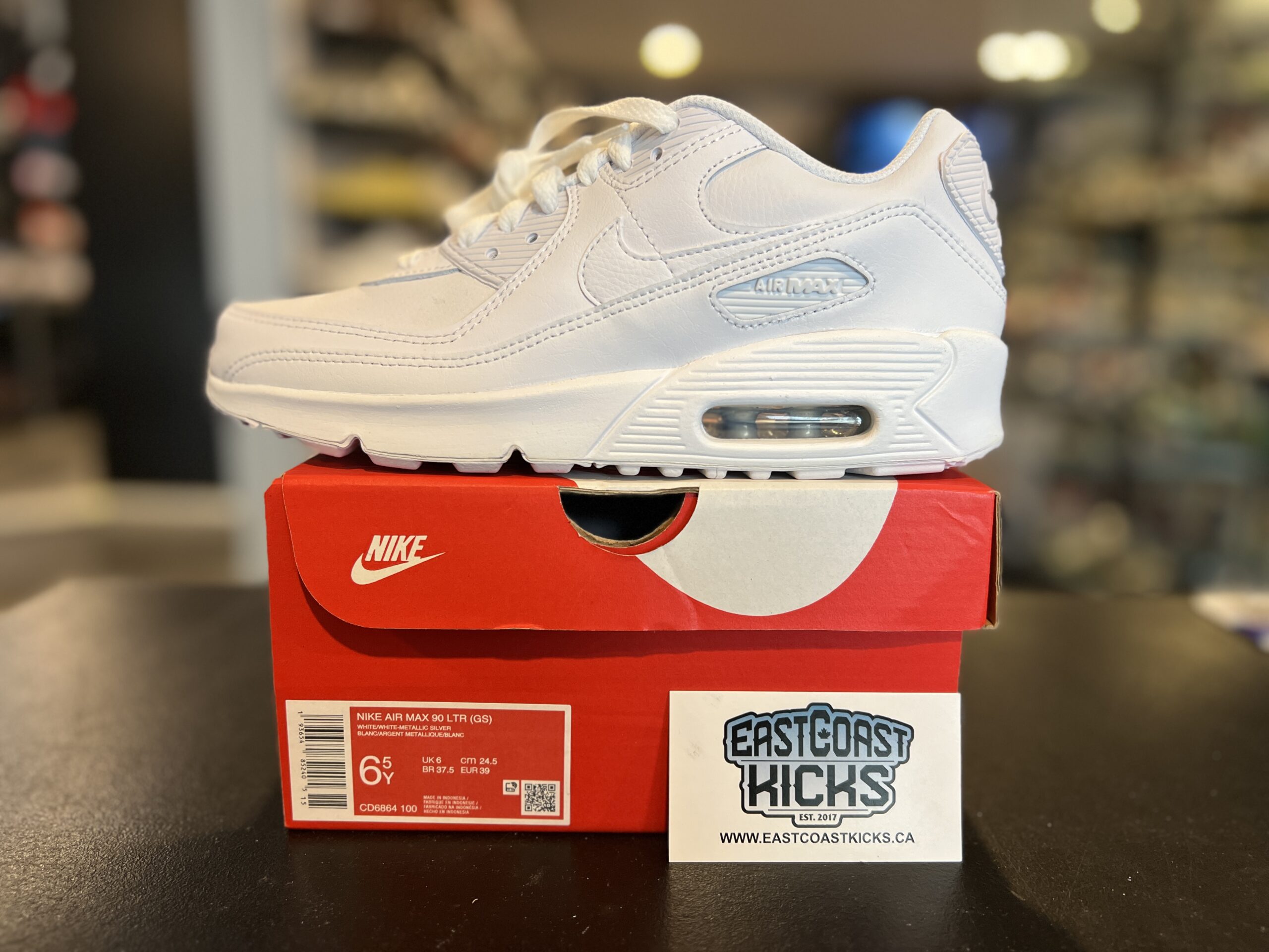 Nike Air Max 90 Recraft Triple White Size 6.5Y