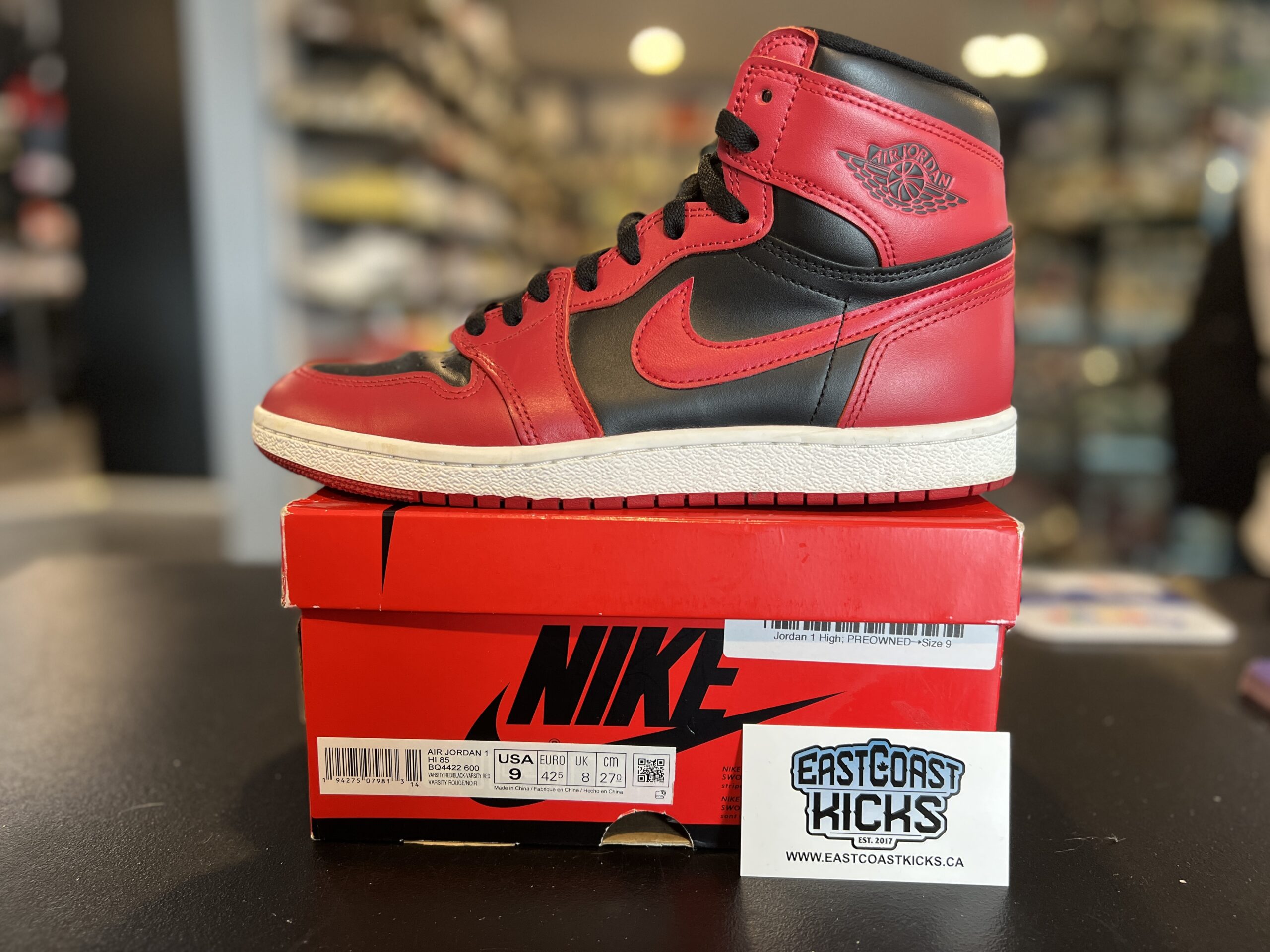 Preowned Jordan 1 Retro High ’85 Varsity Red Size 9