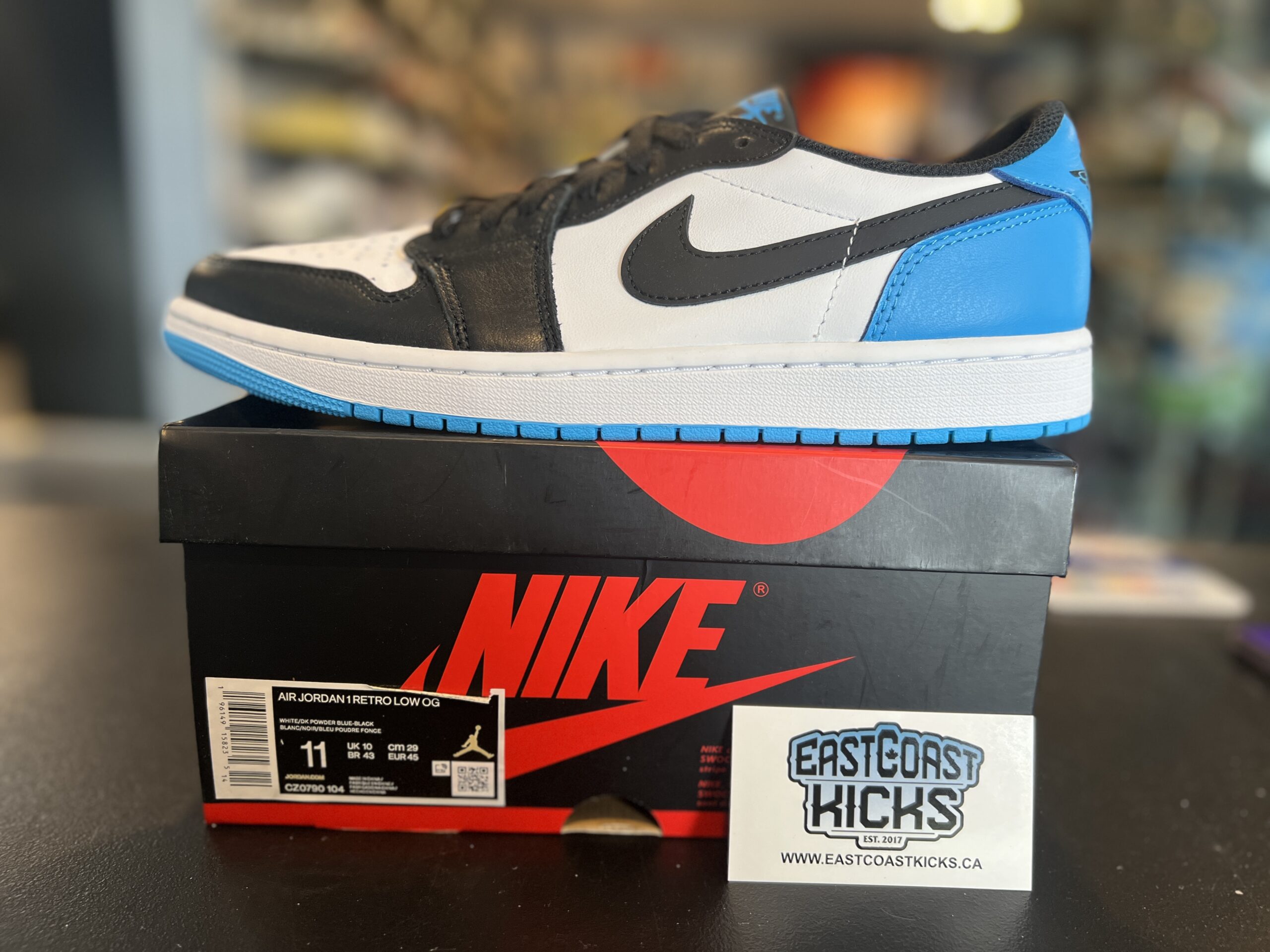 Jordan 1 Low OG Black Dark Powder Blue Size 11