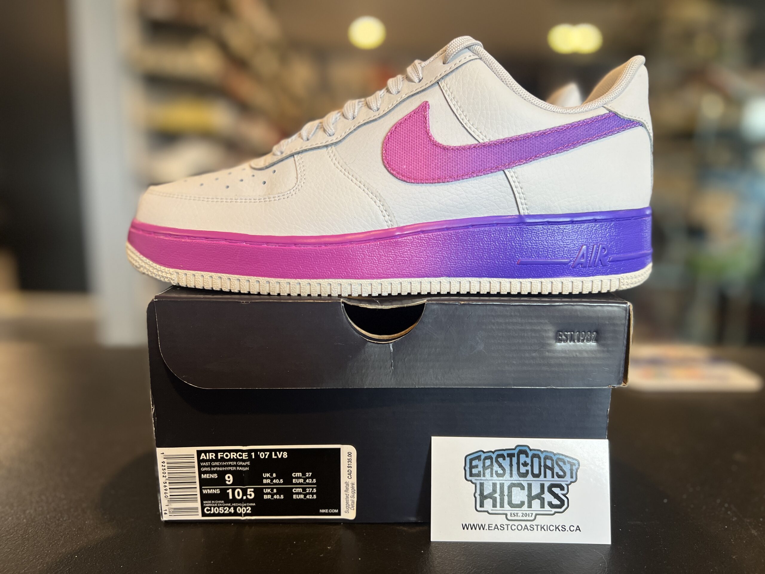 Preowned Nike Air Force 1 Low Gradient Vast Grey Hyper Grape Size 9