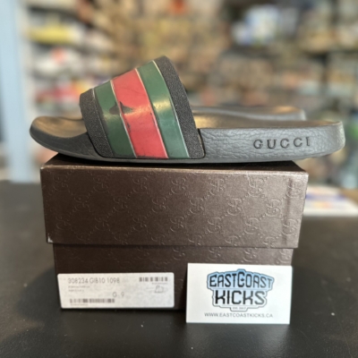 Preowned Gucci Rubber Slides Red Green Size EU9 / US9.5