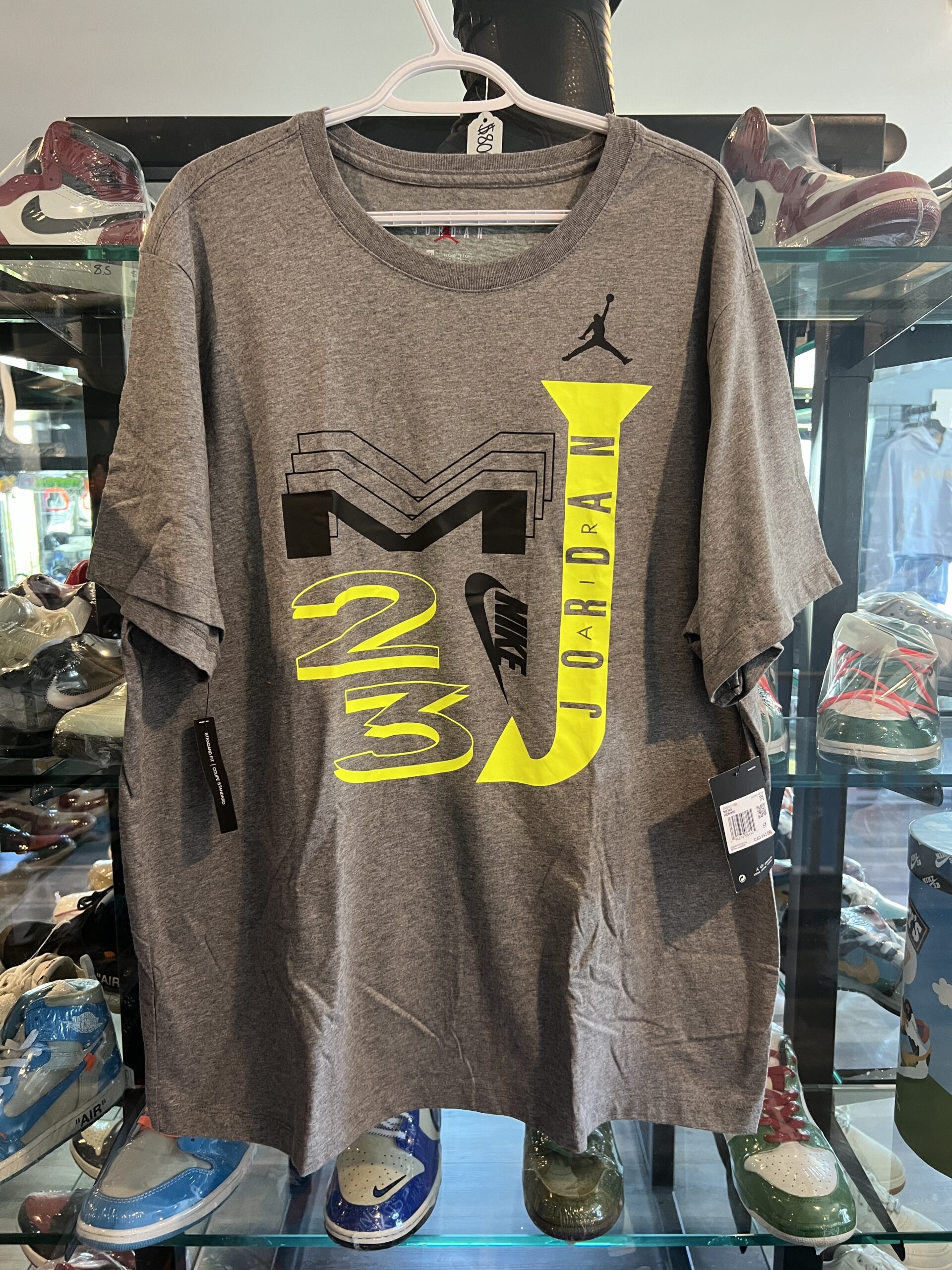 Jordan 23 Tee Grey Neon Size XXL