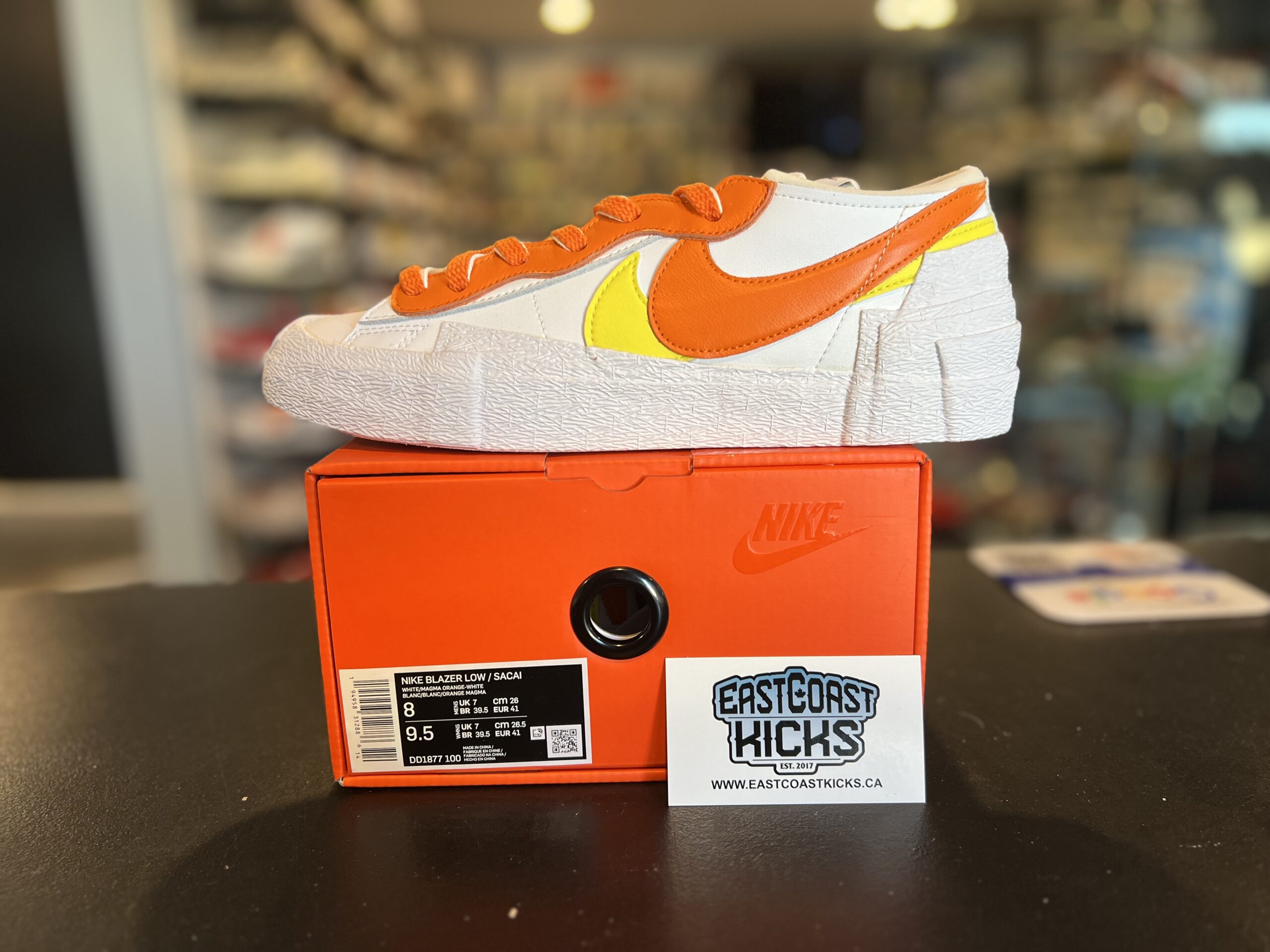 Nike Blazer Low Sacai White Magma Orange Size 8