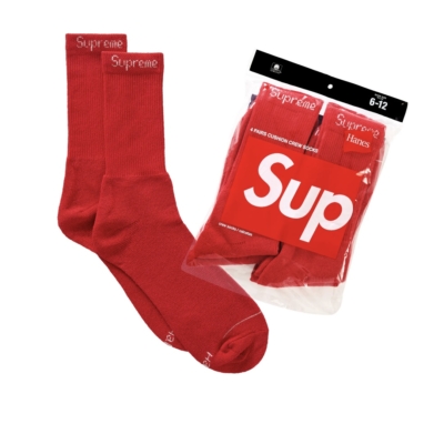 Supreme Hanes Socks 4 Pack Red Size 6-12