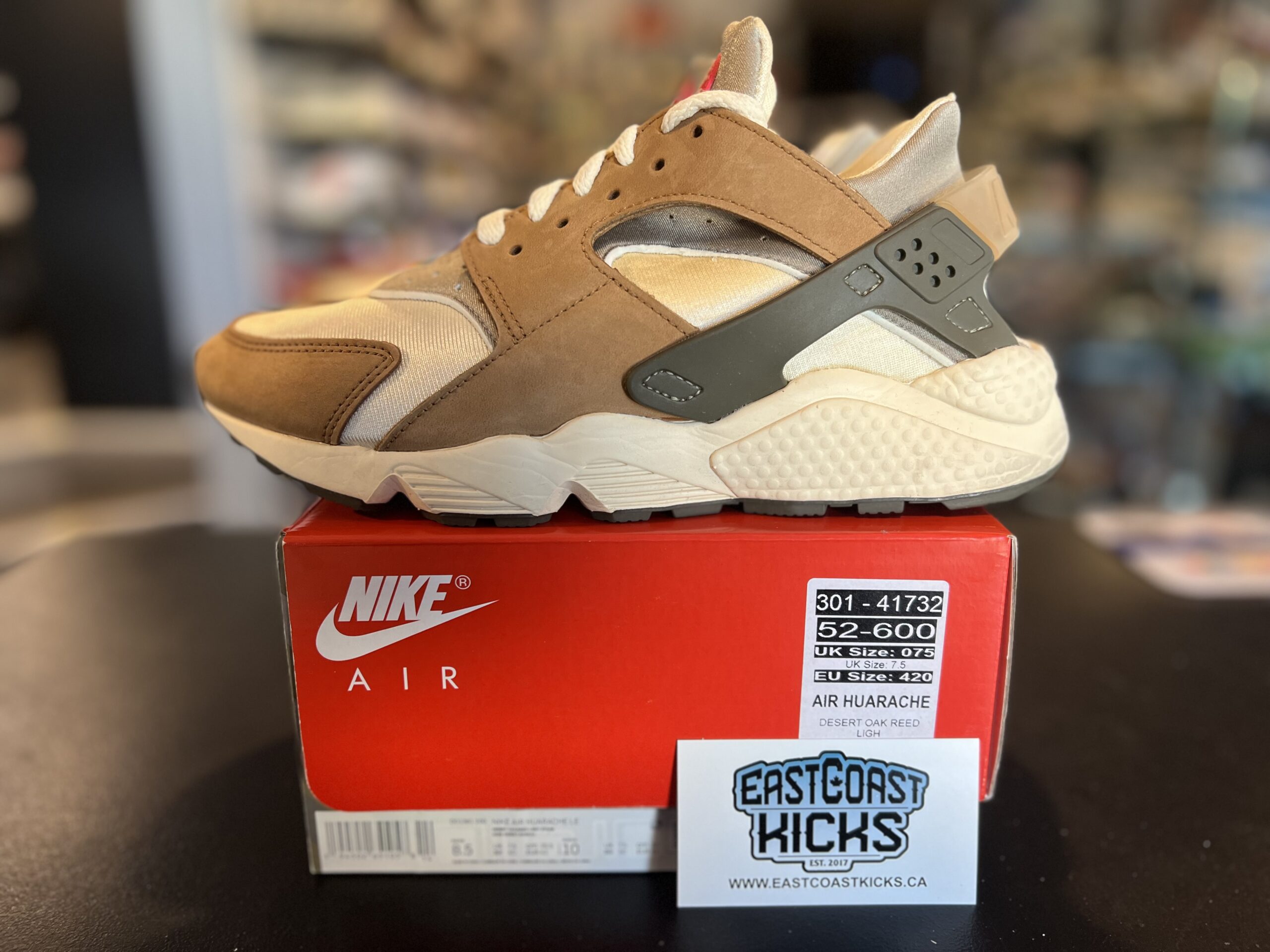 Preowned Nike Air Huarache Stussy Desert Oak Size 8.5