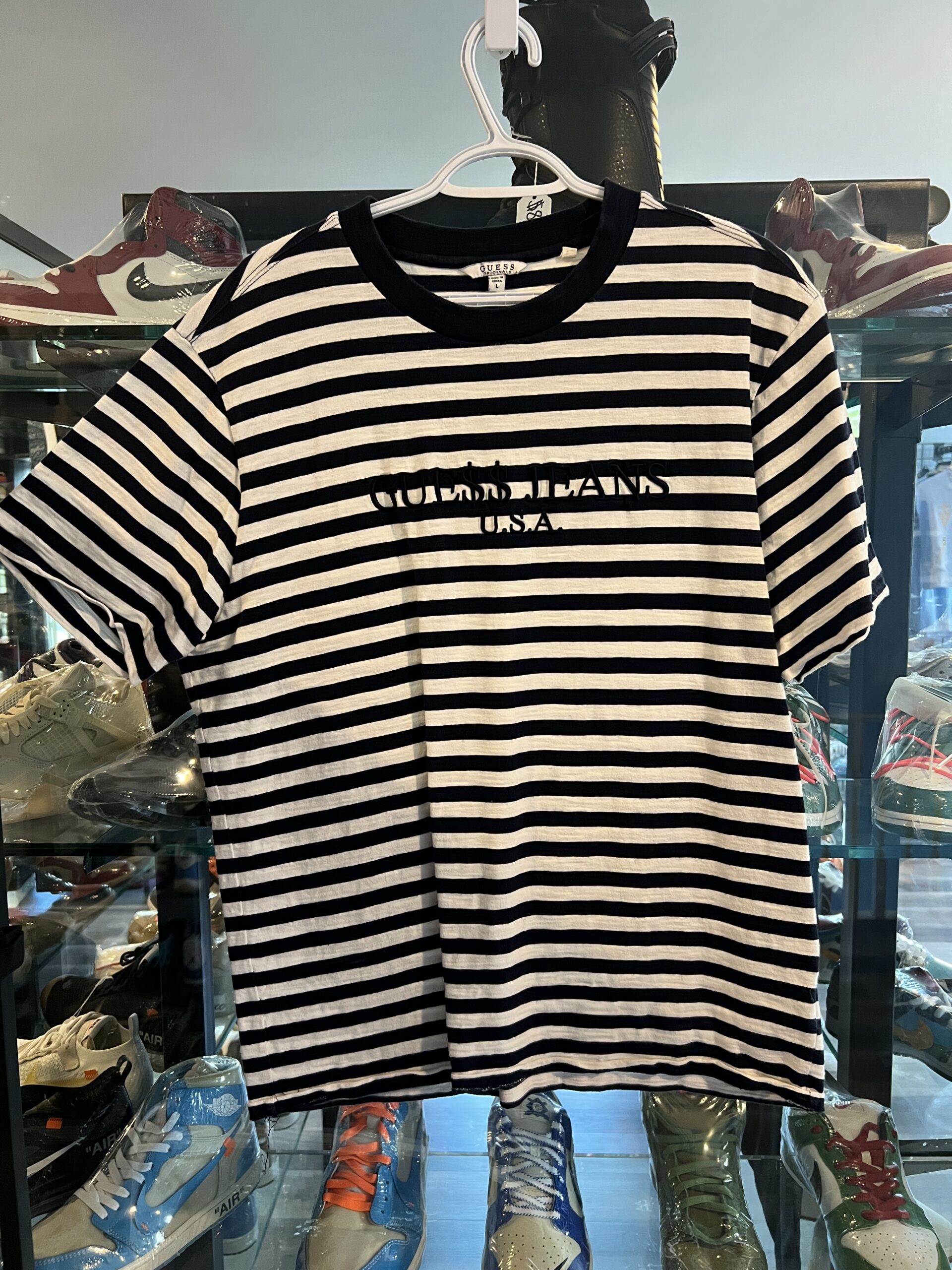 Preowned Guess x Asap Rocky Striped Tee Navy White Size L