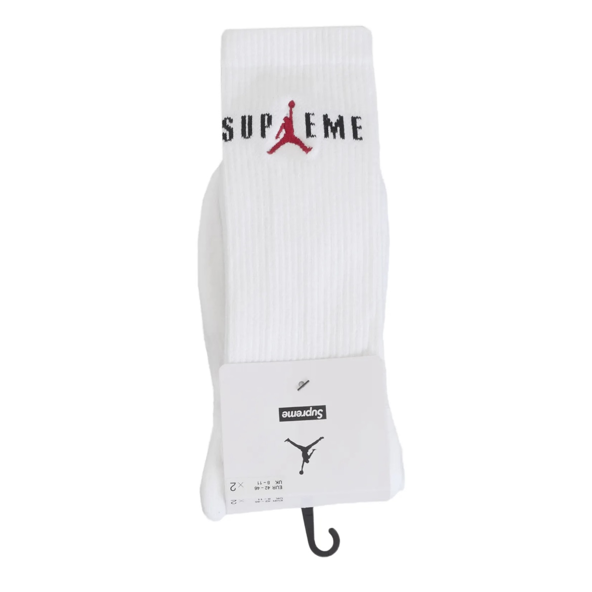 Supreme Jordan Crew Socks White 2 Pack Size 8-12