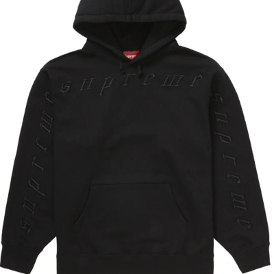 Supreme Raised Embroidery Hooded Sweatshirt Black Size L