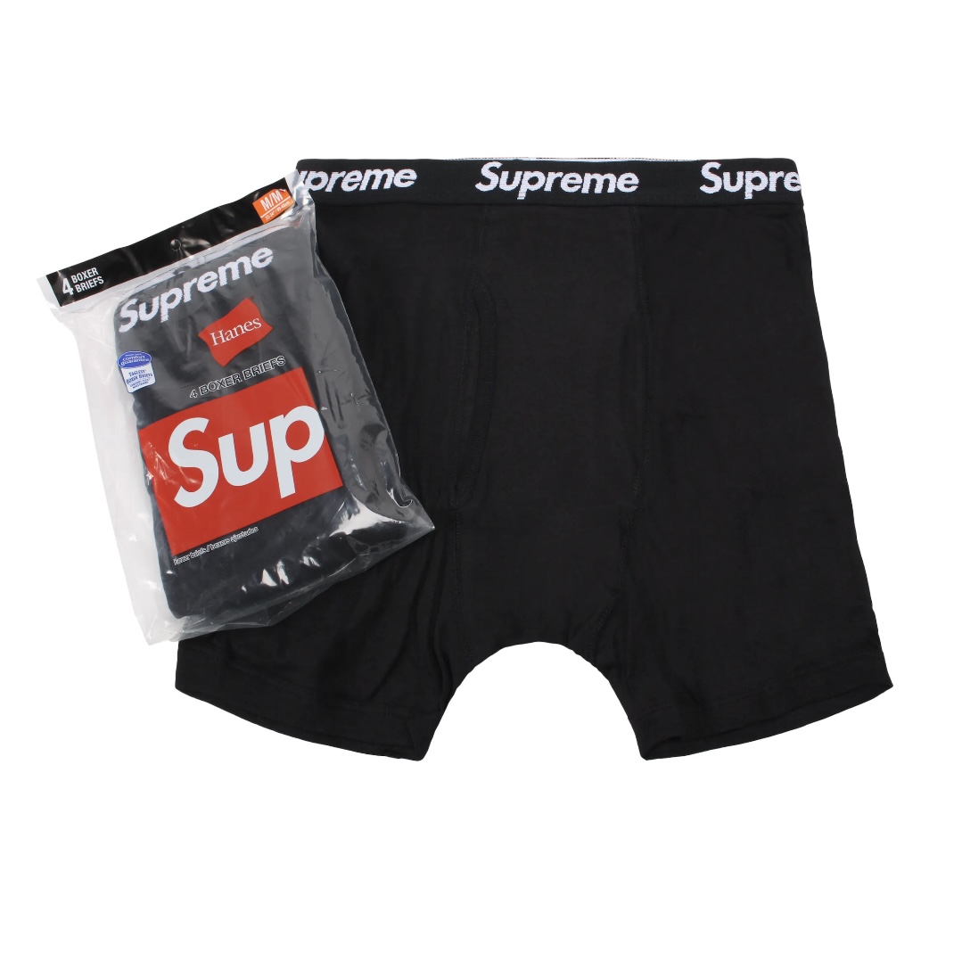 Supreme Hanes Boxer Briefs 4 Pack Black Size L