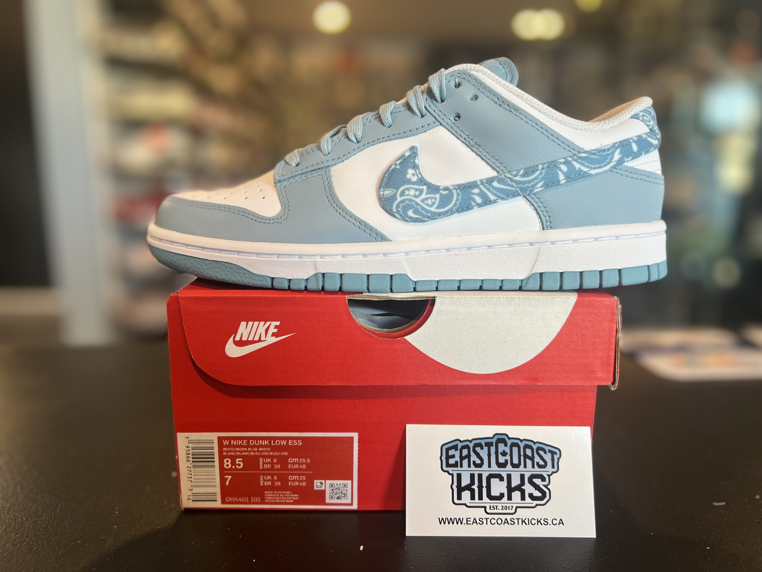 Nike Dunk Low Essential Paisley Pack Worn Blue Size 8.5w/7Y