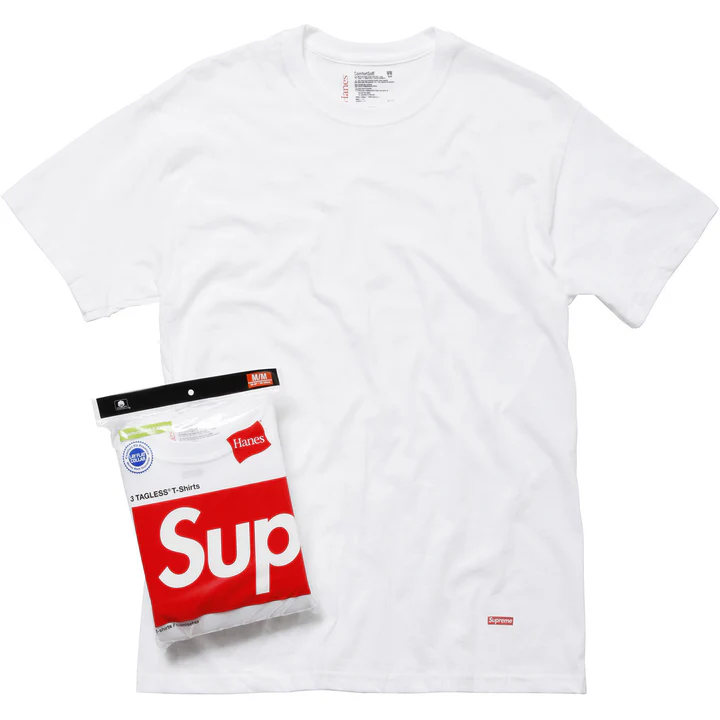 Supreme Hanes Tagless Tees 3 Pack White Size M