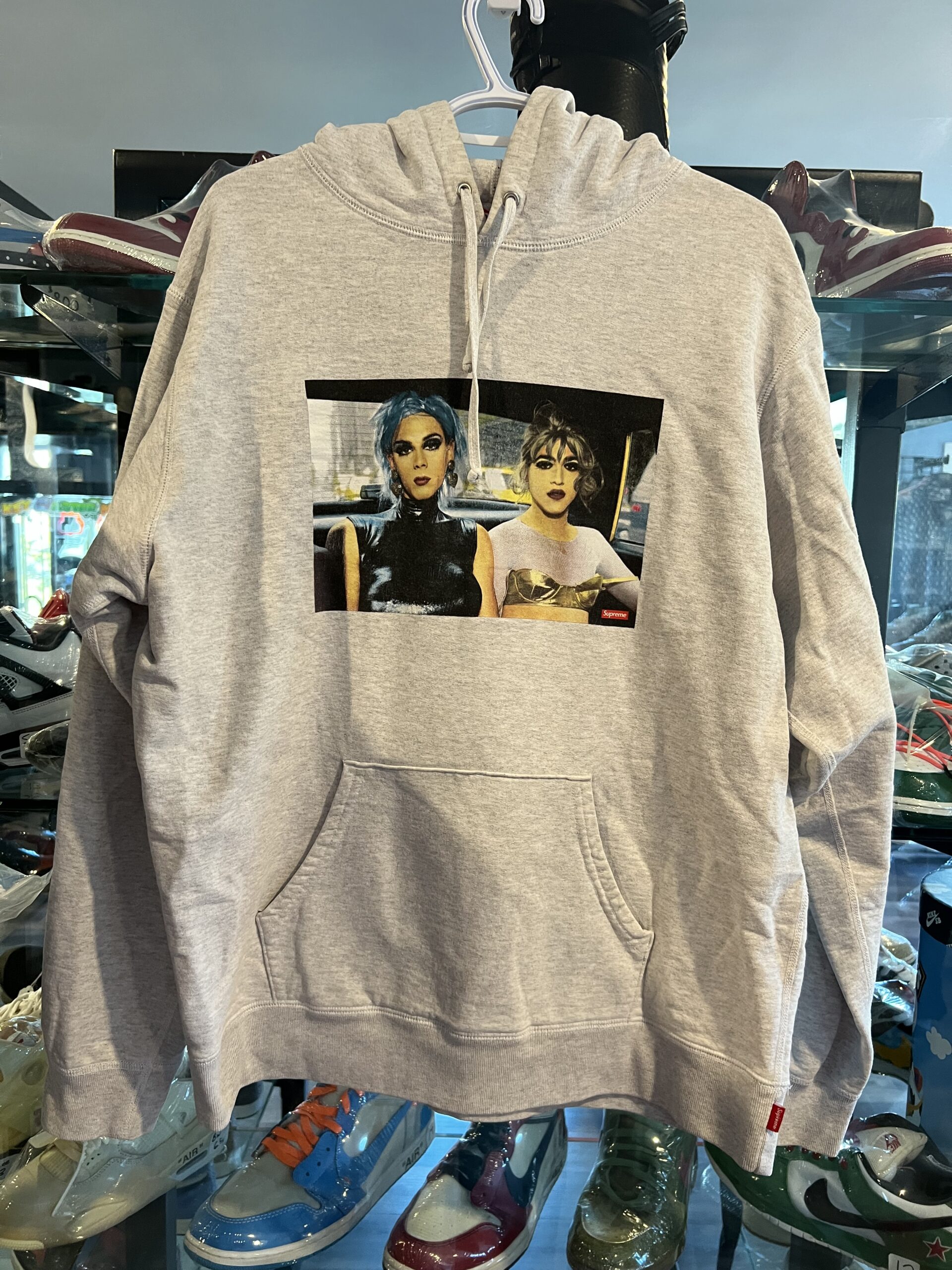 Preowned Supreme Nan Goldin Misty and Jimmy Paulette Hooded Sweatshirt Ash Grey Size L