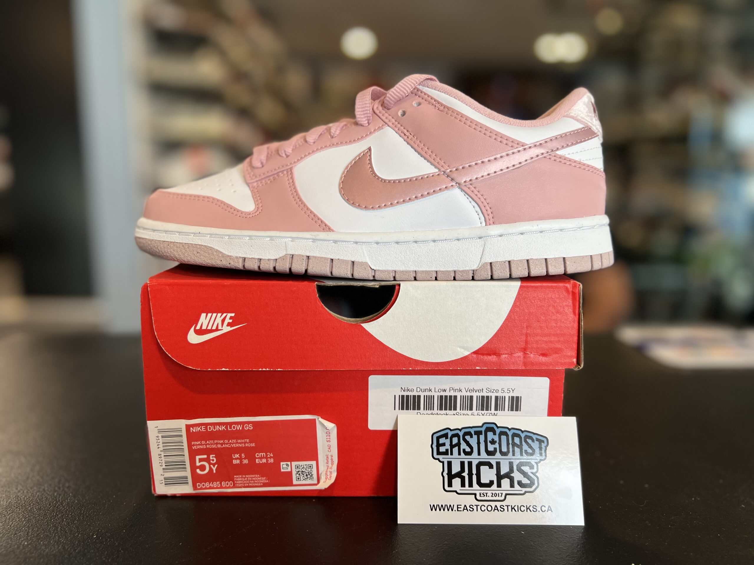 Nike Dunk Low Pink Velvet Size 5.5Y