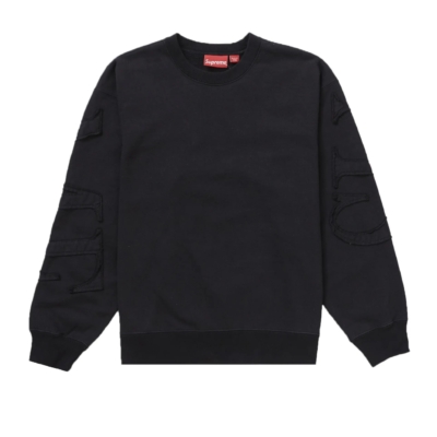 Supreme Tonal Applique Crewneck Black Size L