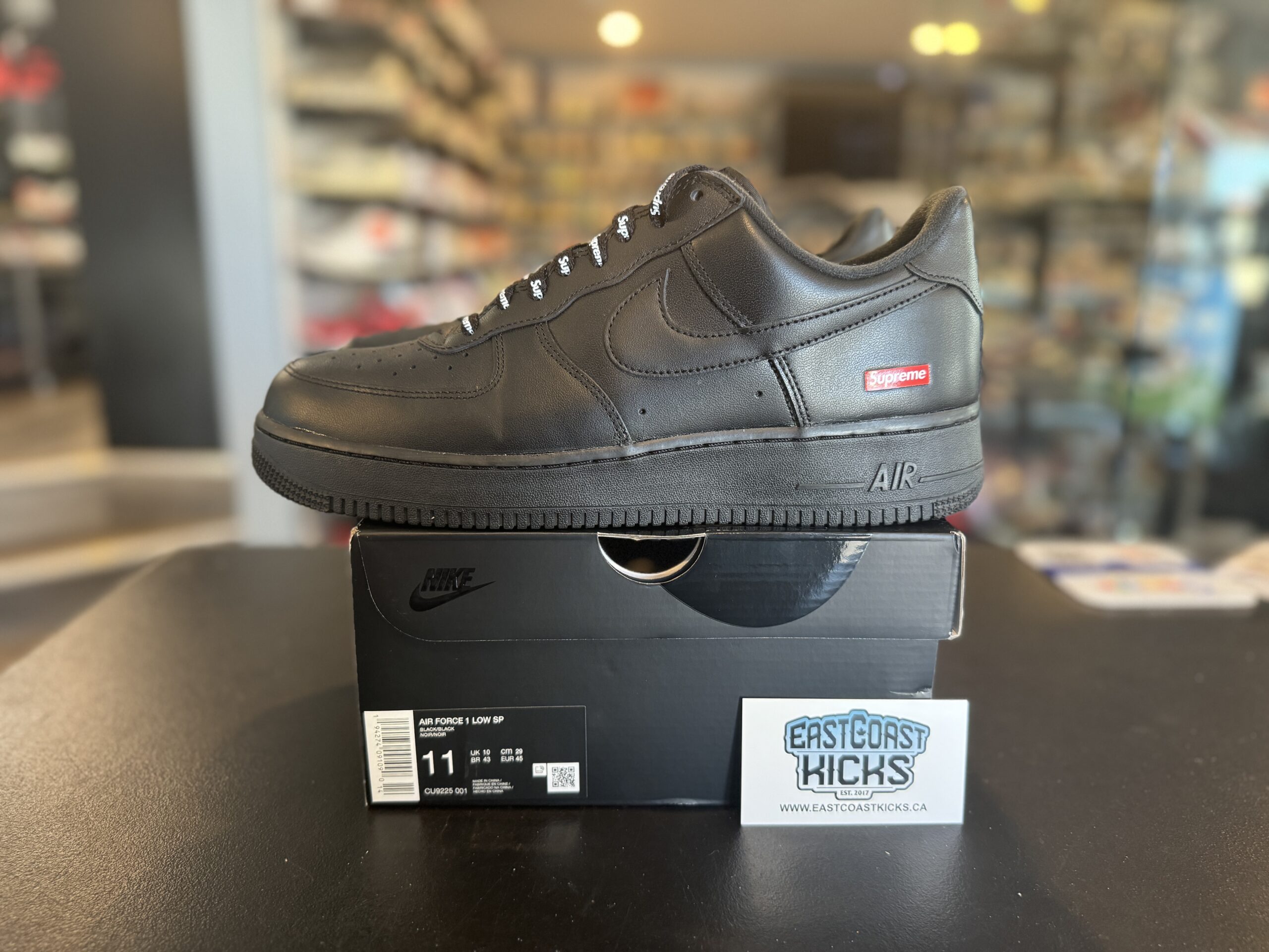 Preowned Nike Air Force 1 Low Supreme Black Size 11