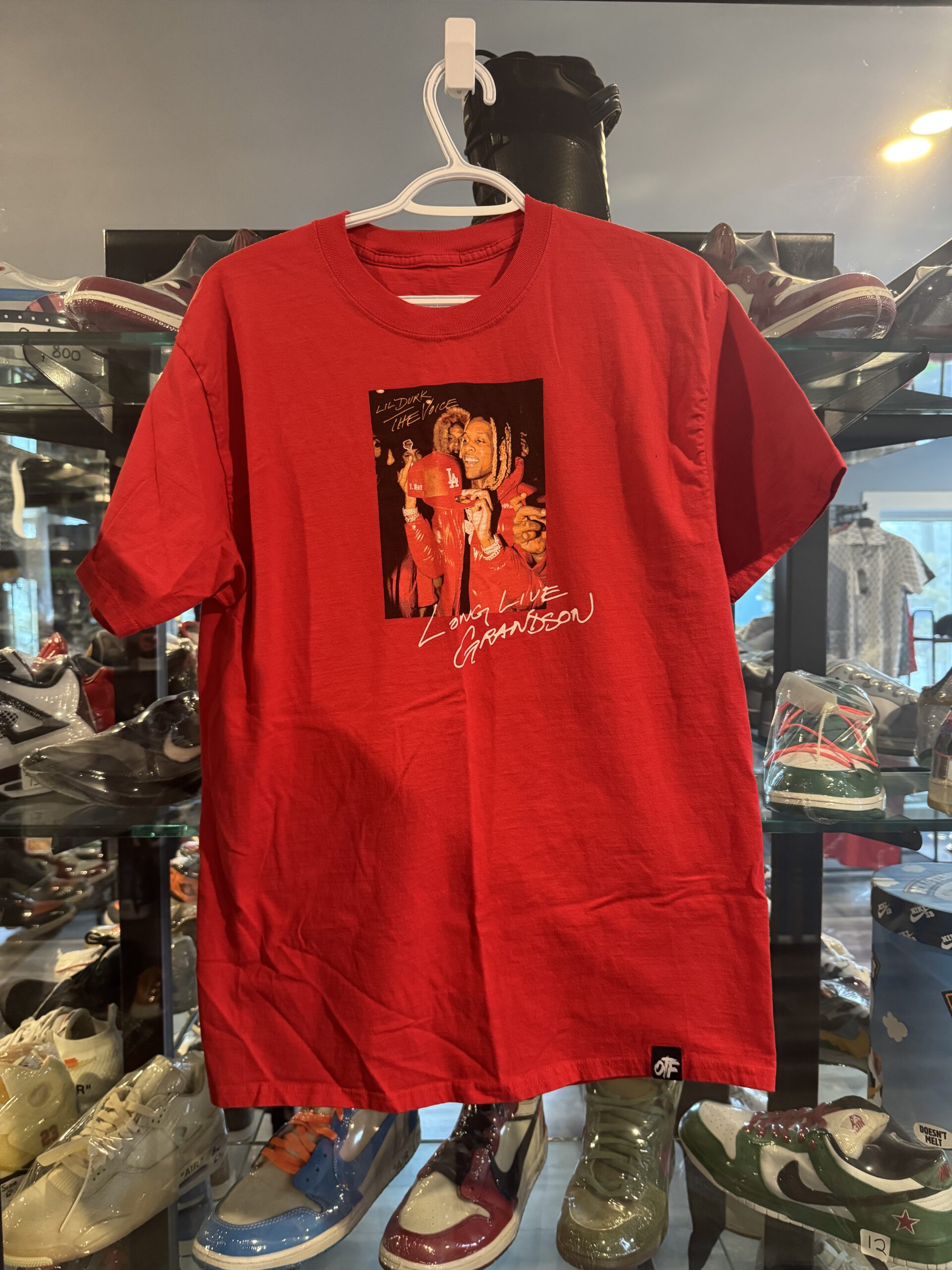 Preowned OTF Lil Durk Long Live Grandson Tee Red Size L