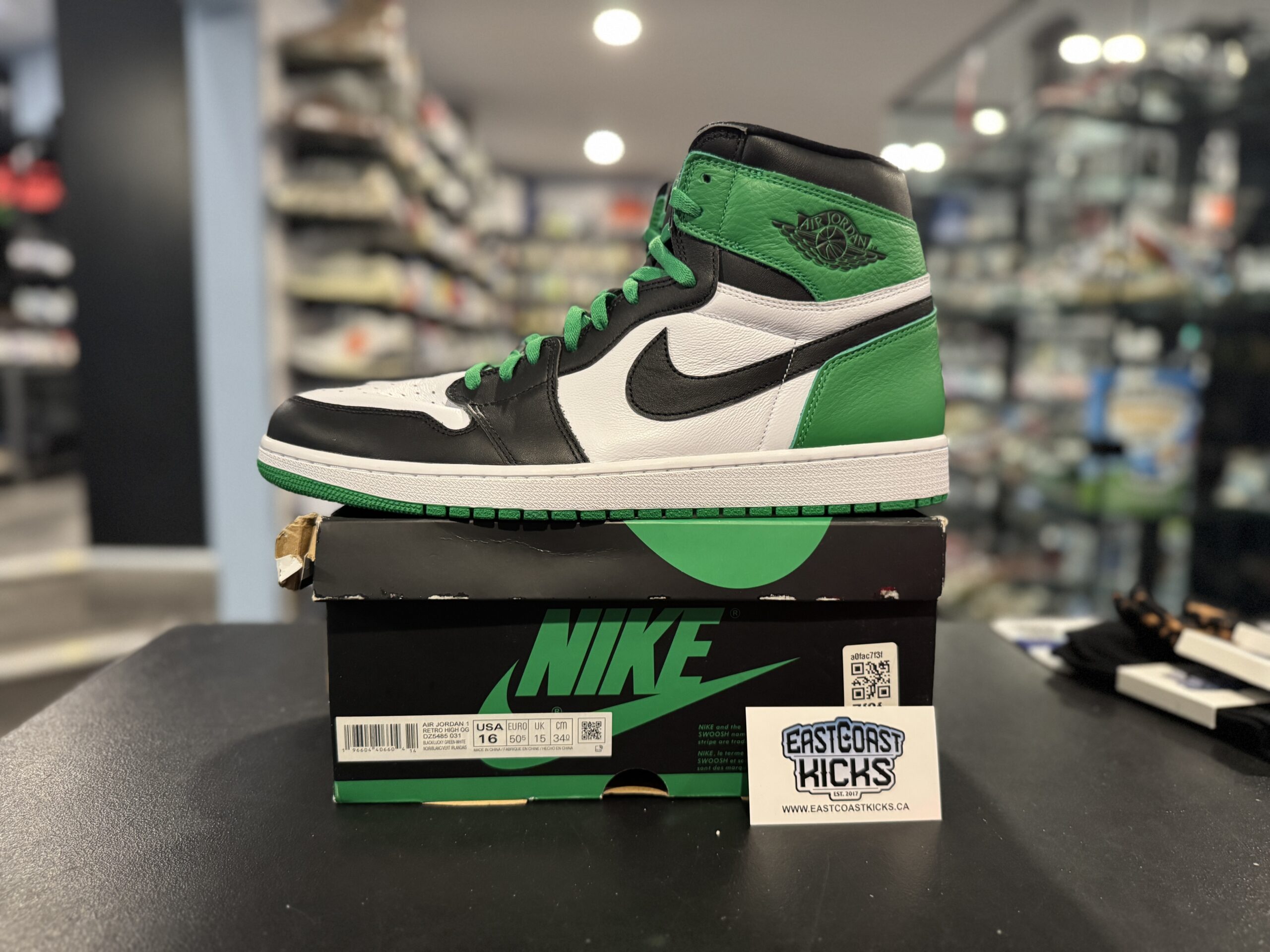 Preowned Jordan 1 Retro High OG Lucky Green Size 16