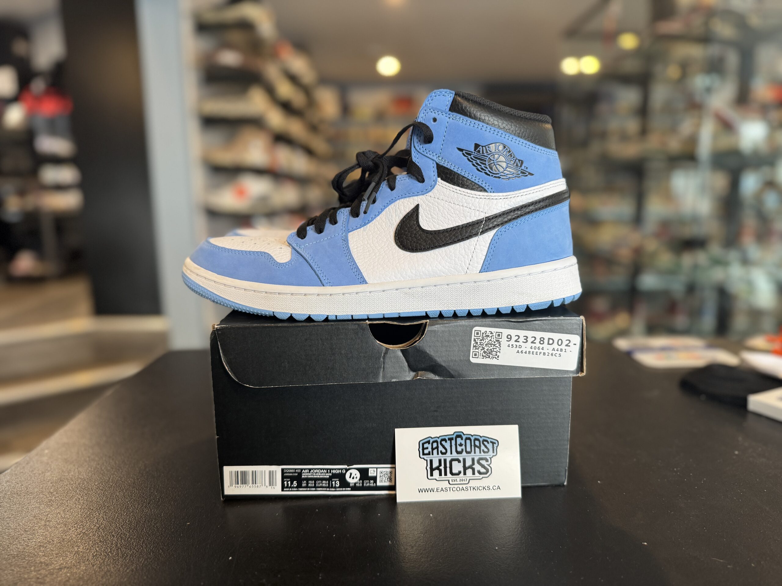 Preowned Jordan 1 Retro High Golf University Blue Size 11.5