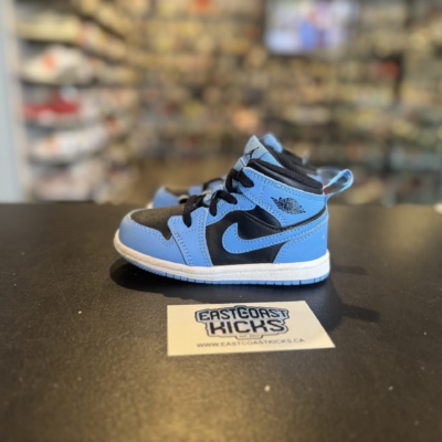 Preowned Jordan 1 Mid University Blue Black Size 7c