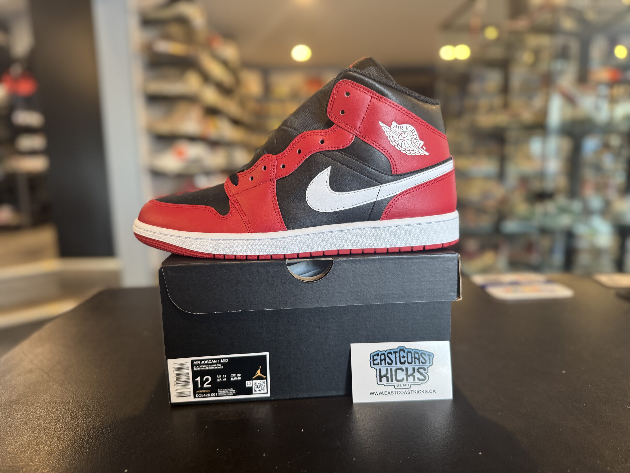 Jordan 1 Mid Gym Red Black White Size 12