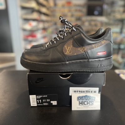 Preowned Custom Nike Air Force 1 Low Supreme x Louis Vuitton Black Size 11